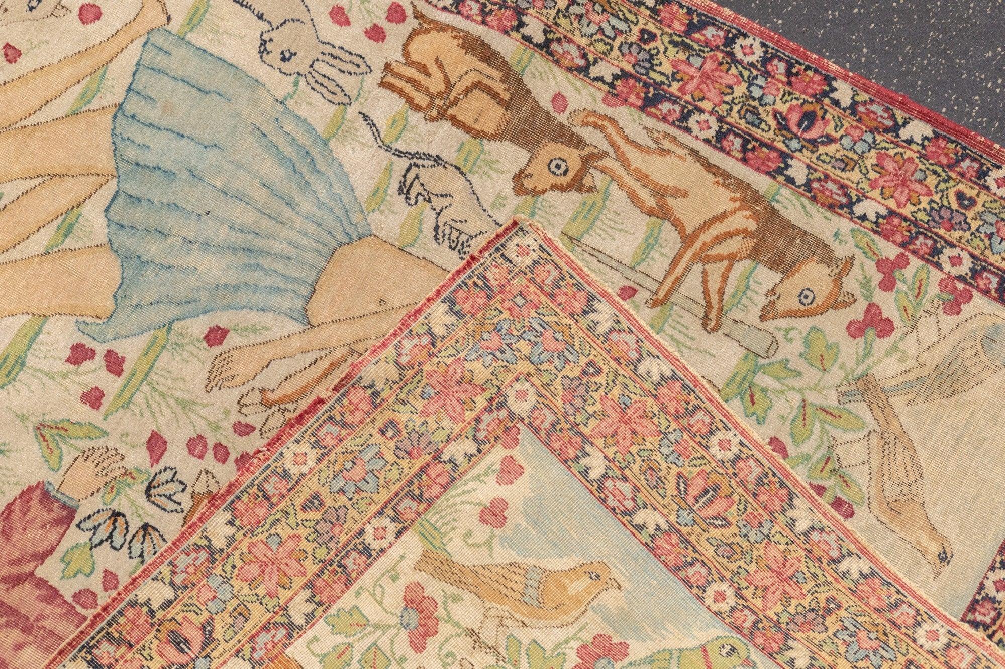 Tappeto antico Lavar Kerman 3'2'' x 4'6'' in vendita 5
