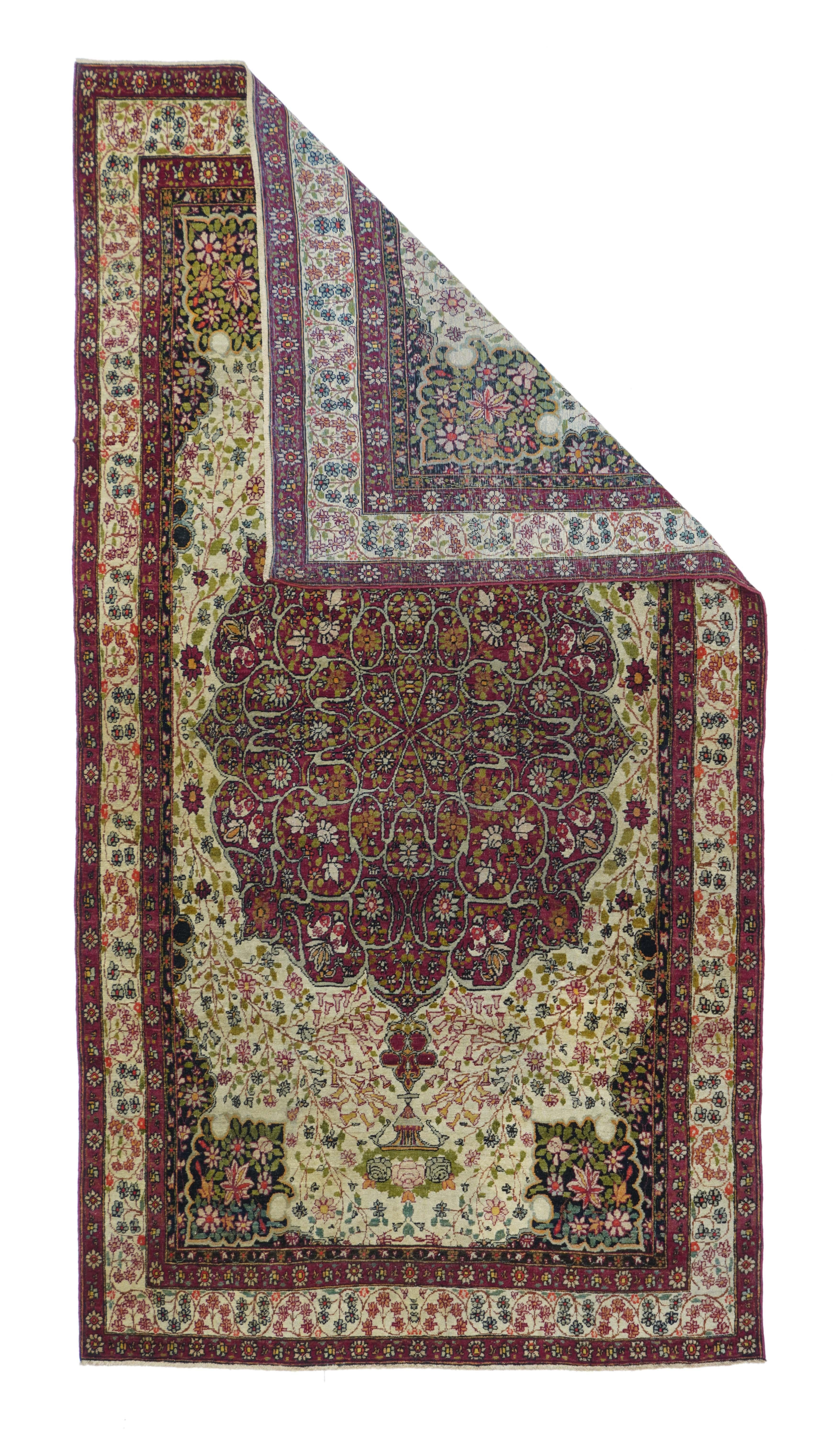 Antique Lavar Kerman rug 3'8'' x 6'9''.
