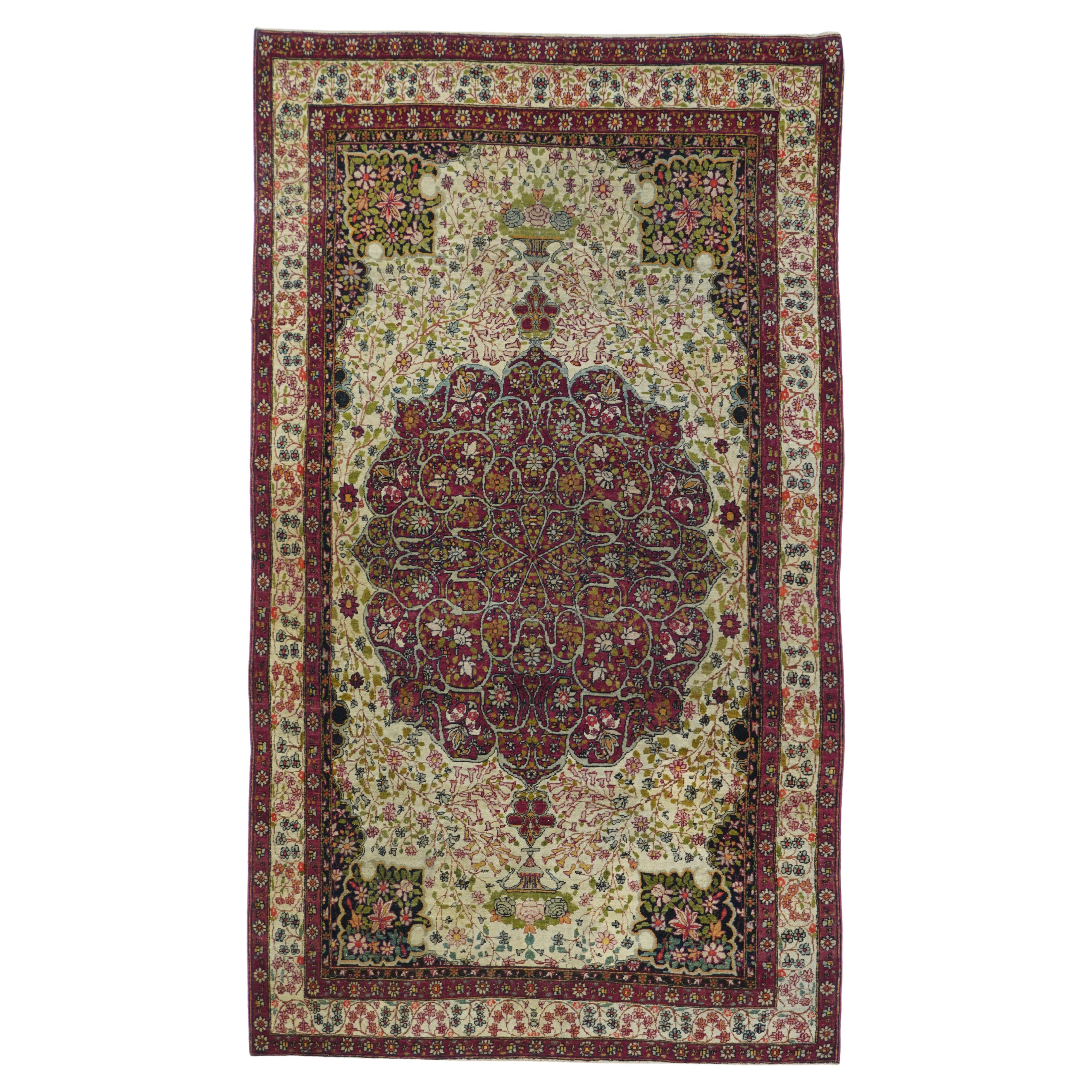 Antique Lavar Kerman Rug For Sale