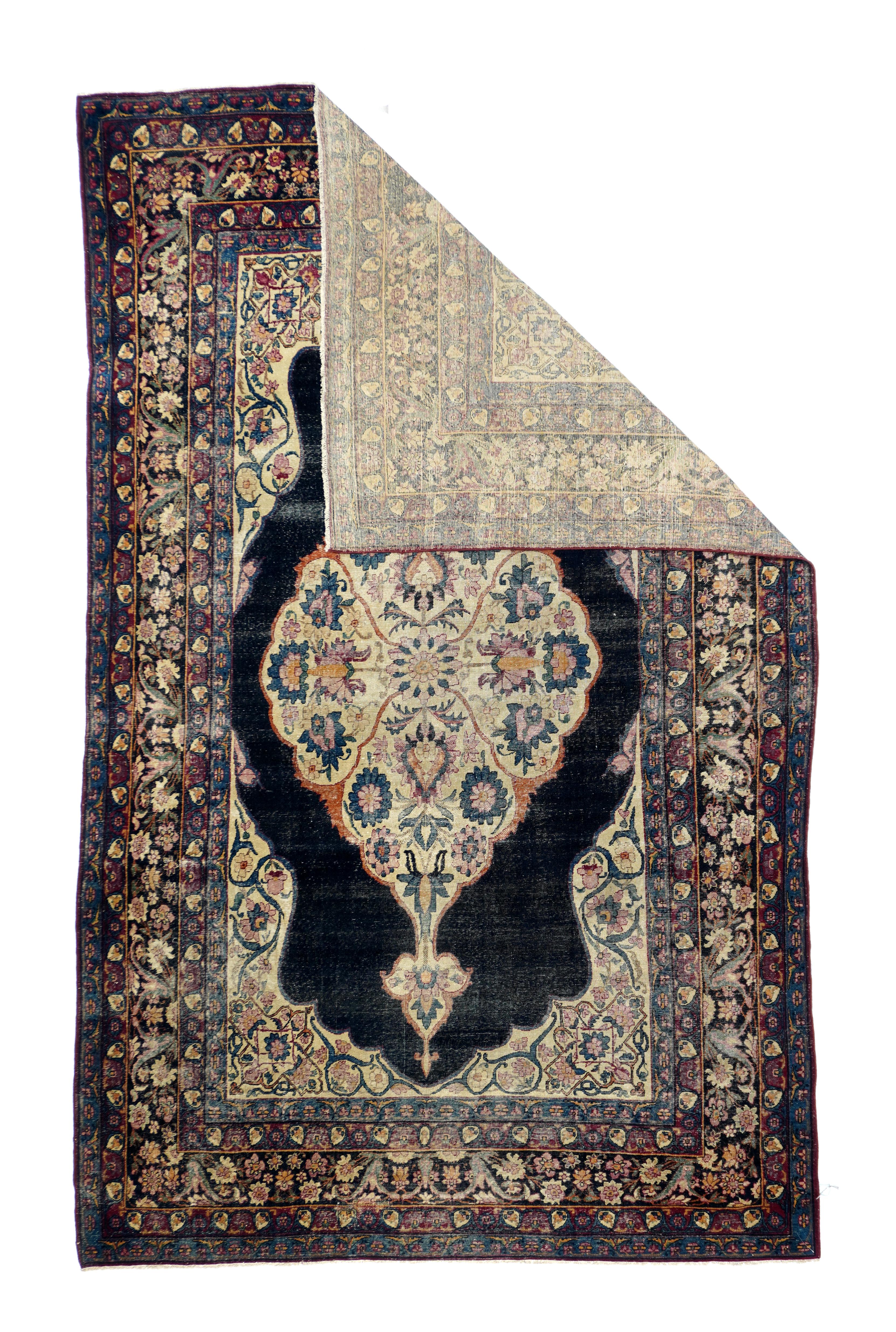 Antique Lavar Kerman rug 4'8'' x 7'8''.