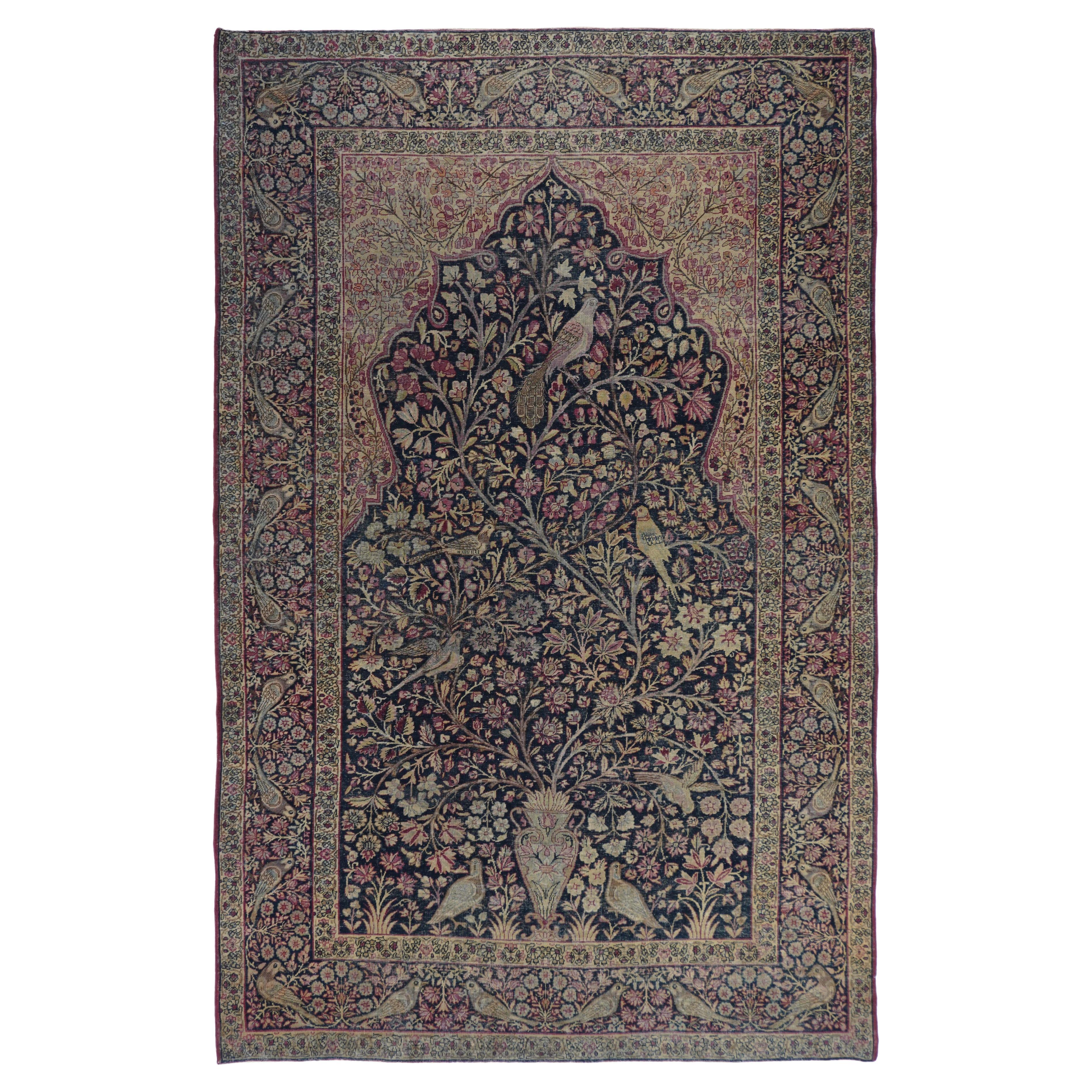 Antique Lavar Kerman Rug For Sale