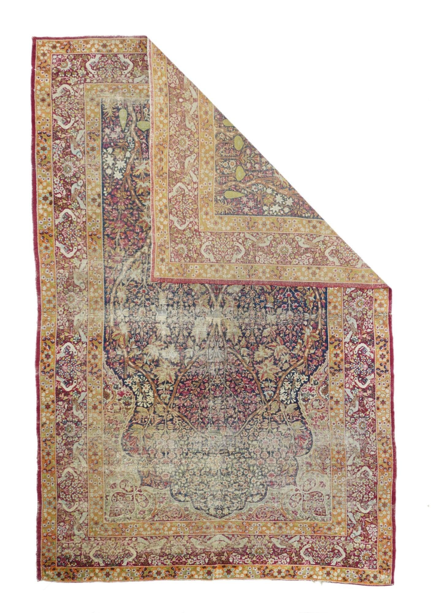 Antiker Lavar Kerman Teppich 5'0
