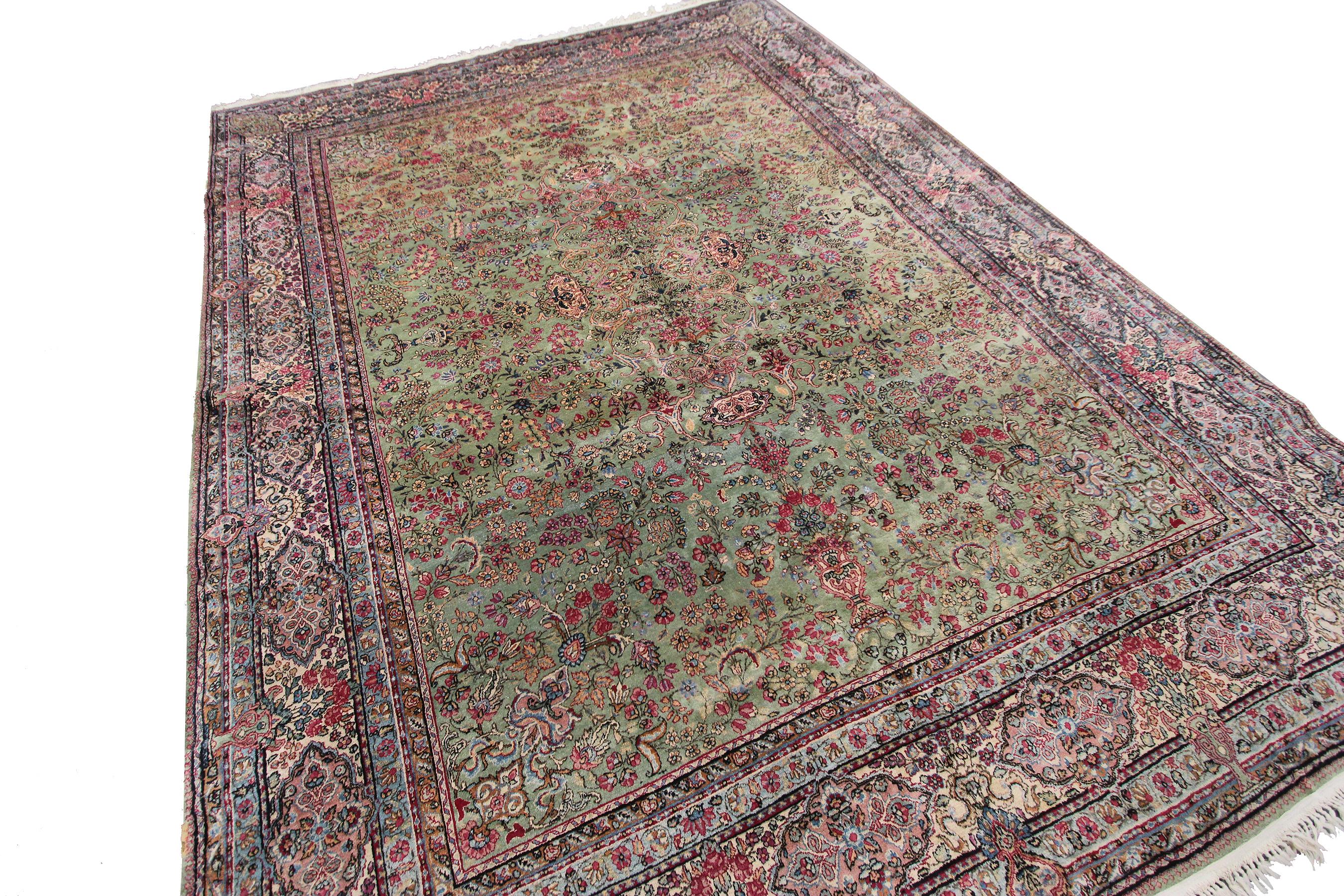 Hand-Knotted Antique Lavar Kerman Rug Fine Antique Persian Rug  9x12 For Sale