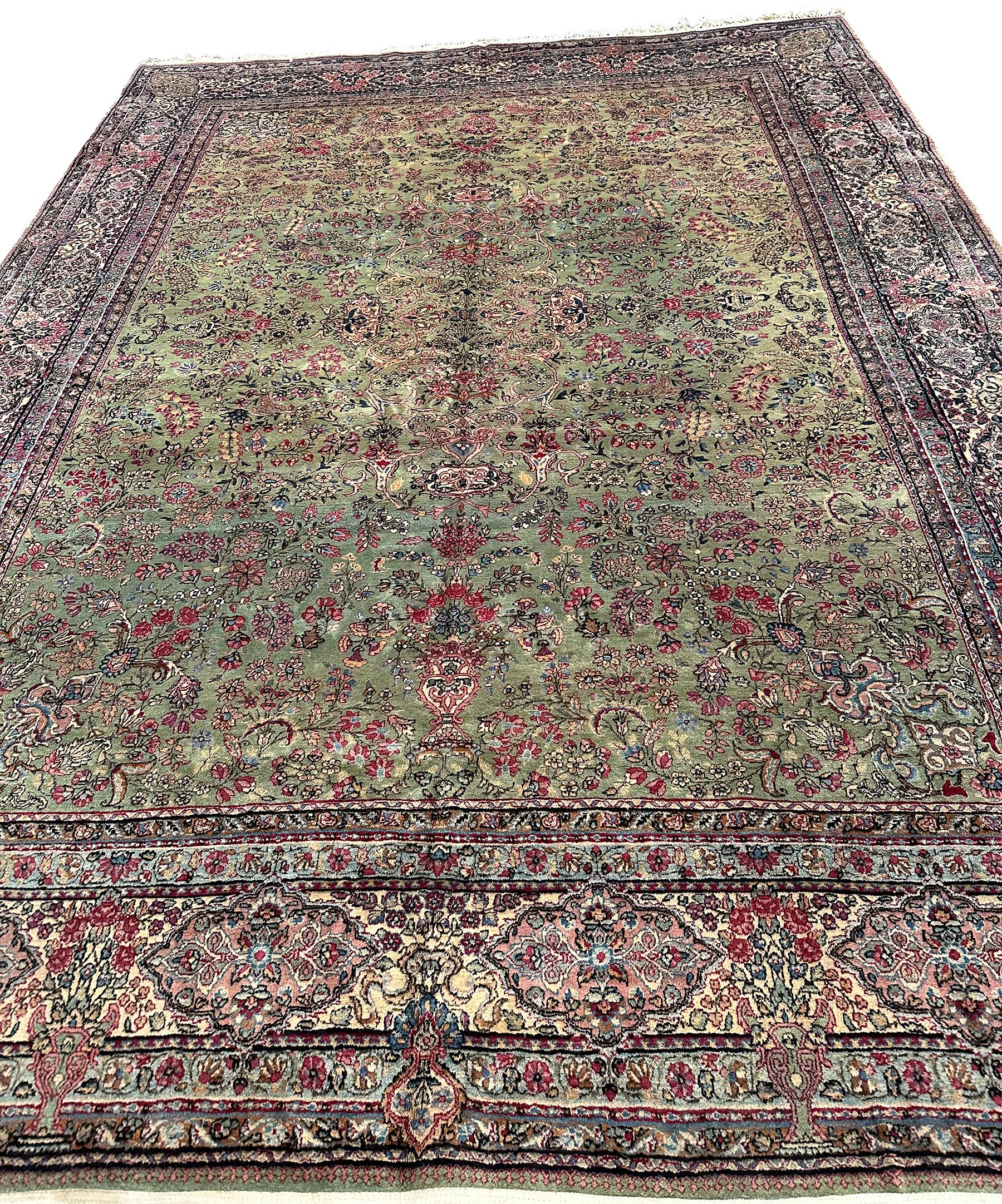 Late 19th Century Antique Lavar Kerman Rug Fine Antique Persian Rug  9x12 For Sale