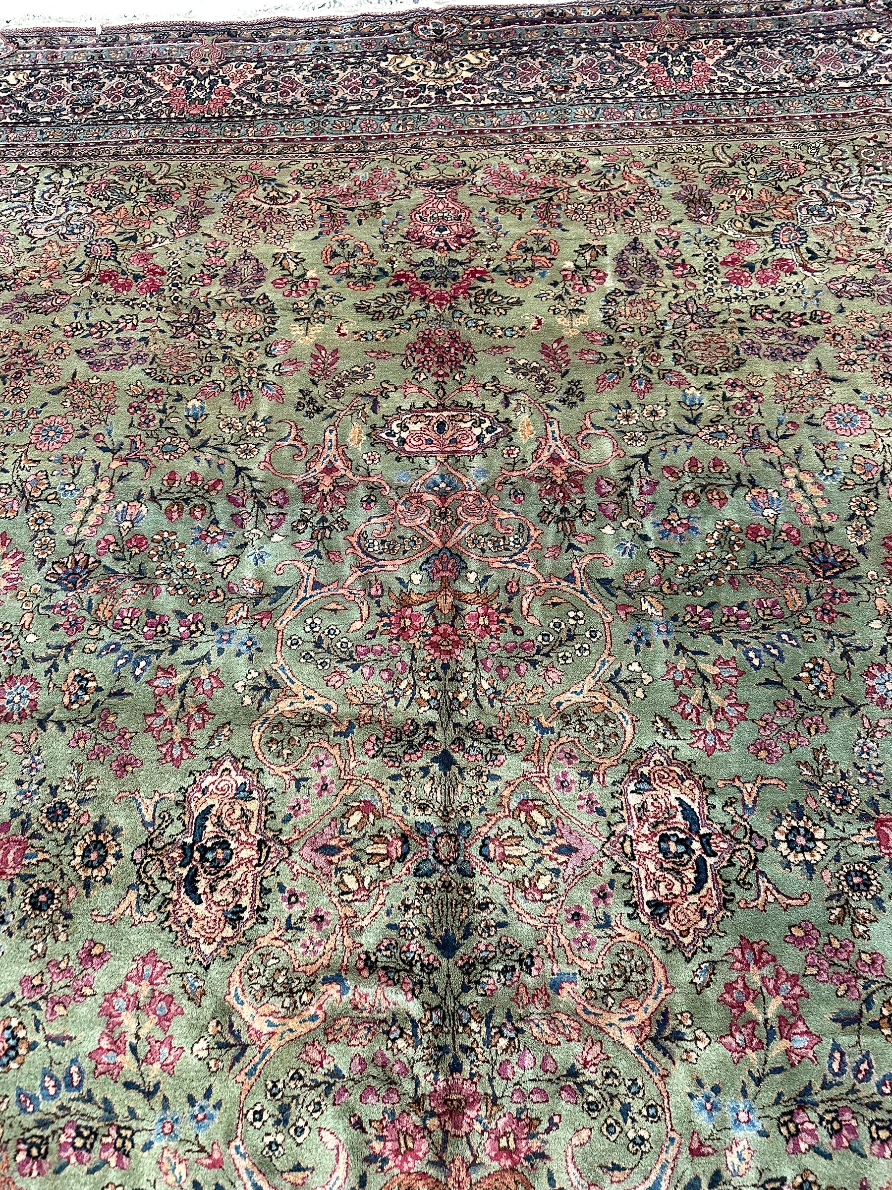 Antique Lavar Kerman Rug Fine Antique Persian Rug  9x12 For Sale 1