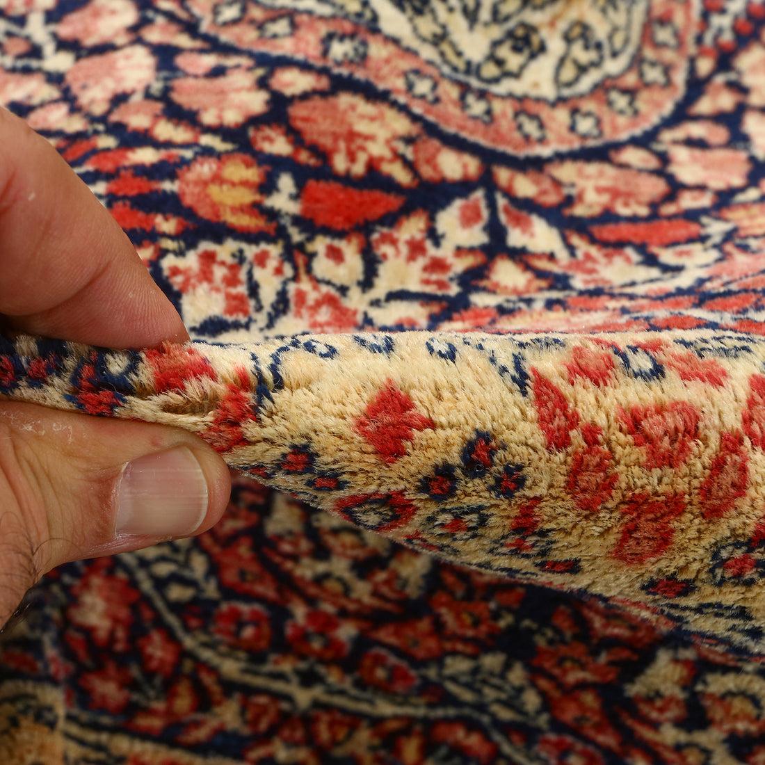 Antique Lavar Pair Rug in Cotton - Size: 7'9x4'9
 
 Key Details:
 Pile: Kork
 Foundation: Cotton
 Origin: Lavar pair
 Design: Center medallion
 Approximate Age: over 100 years
 Quality (KPI): 600
 Condition: Very good
 Dimension: 7'9 x 4'9
