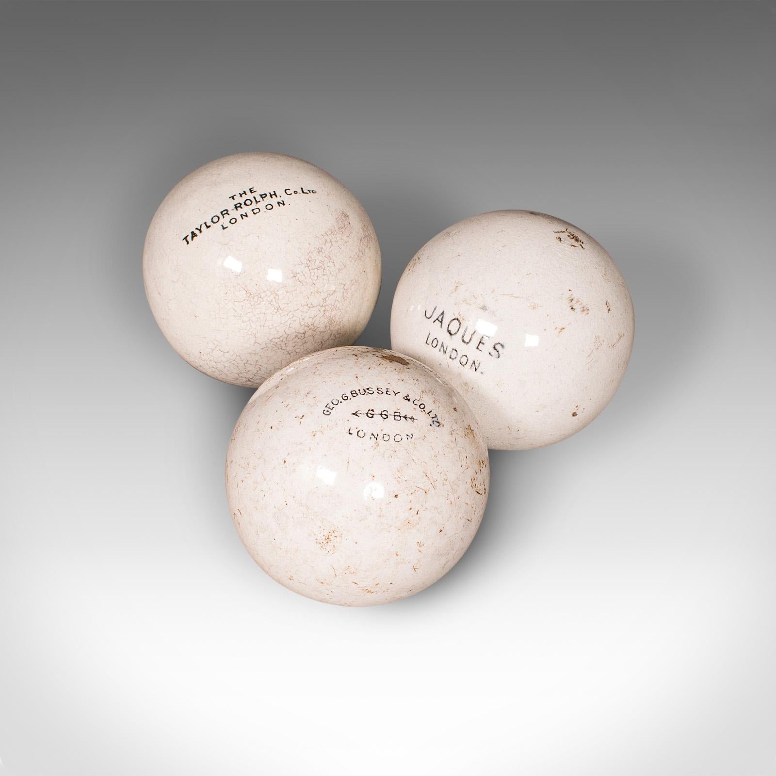 Jeu de boules de gazon ancien, anglais, Woods, valets en céramique, jeu de jardin, édouardien en vente 3