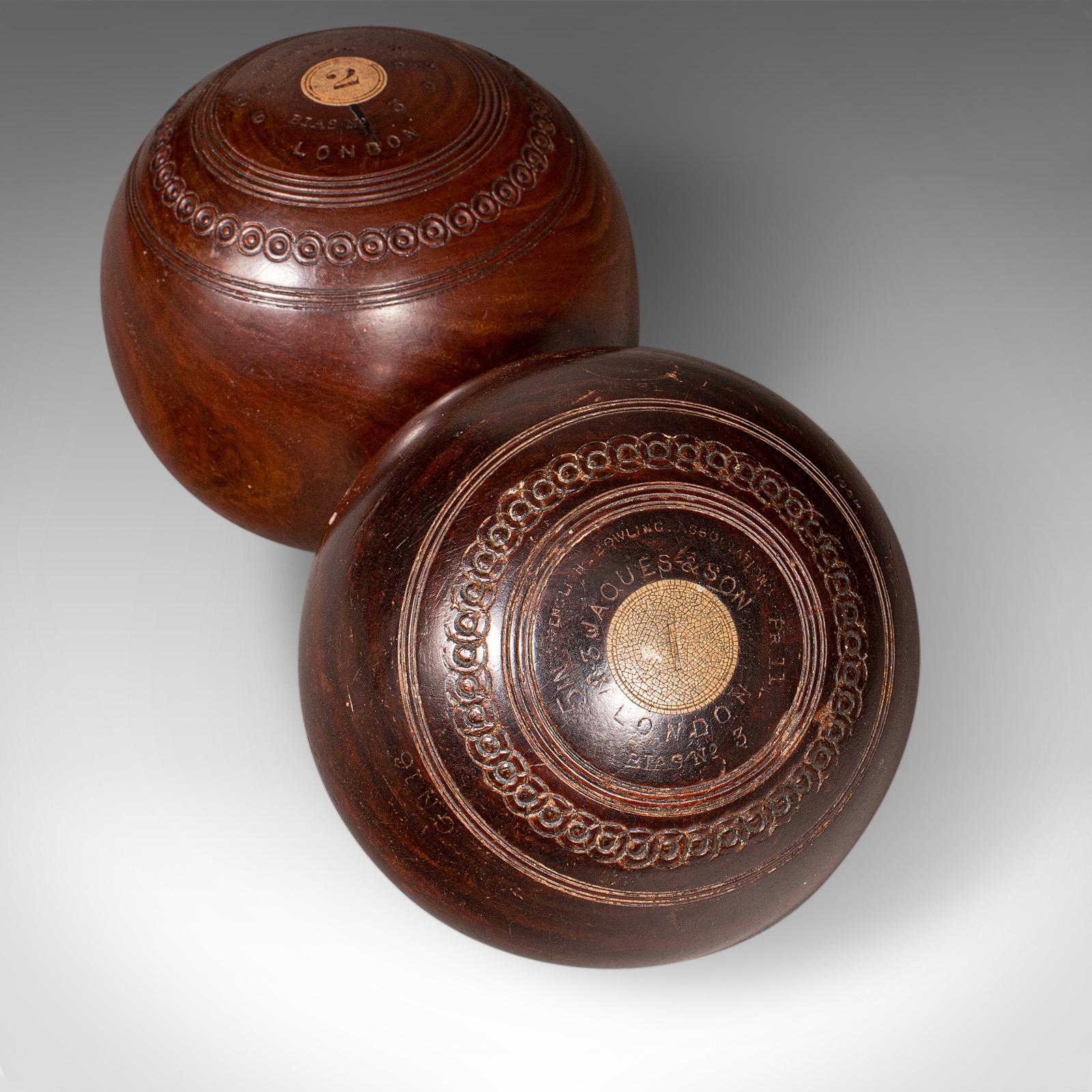 Jeu de boules de gazon ancien, anglais, Woods, valets en céramique, jeu de jardin, édouardien en vente 2