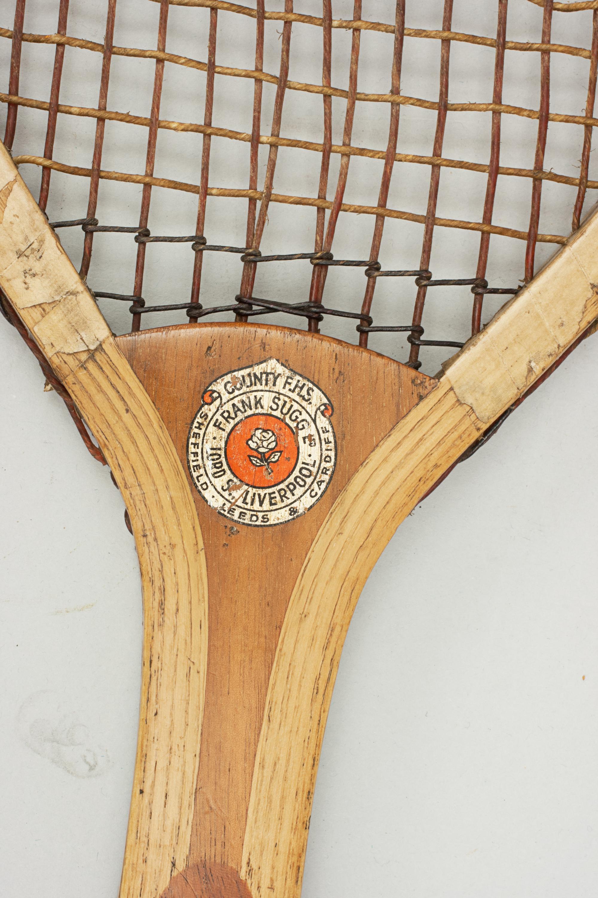 Ash Antique Lawn Tennis Racket, Frank Sugg, Liverpool For Sale