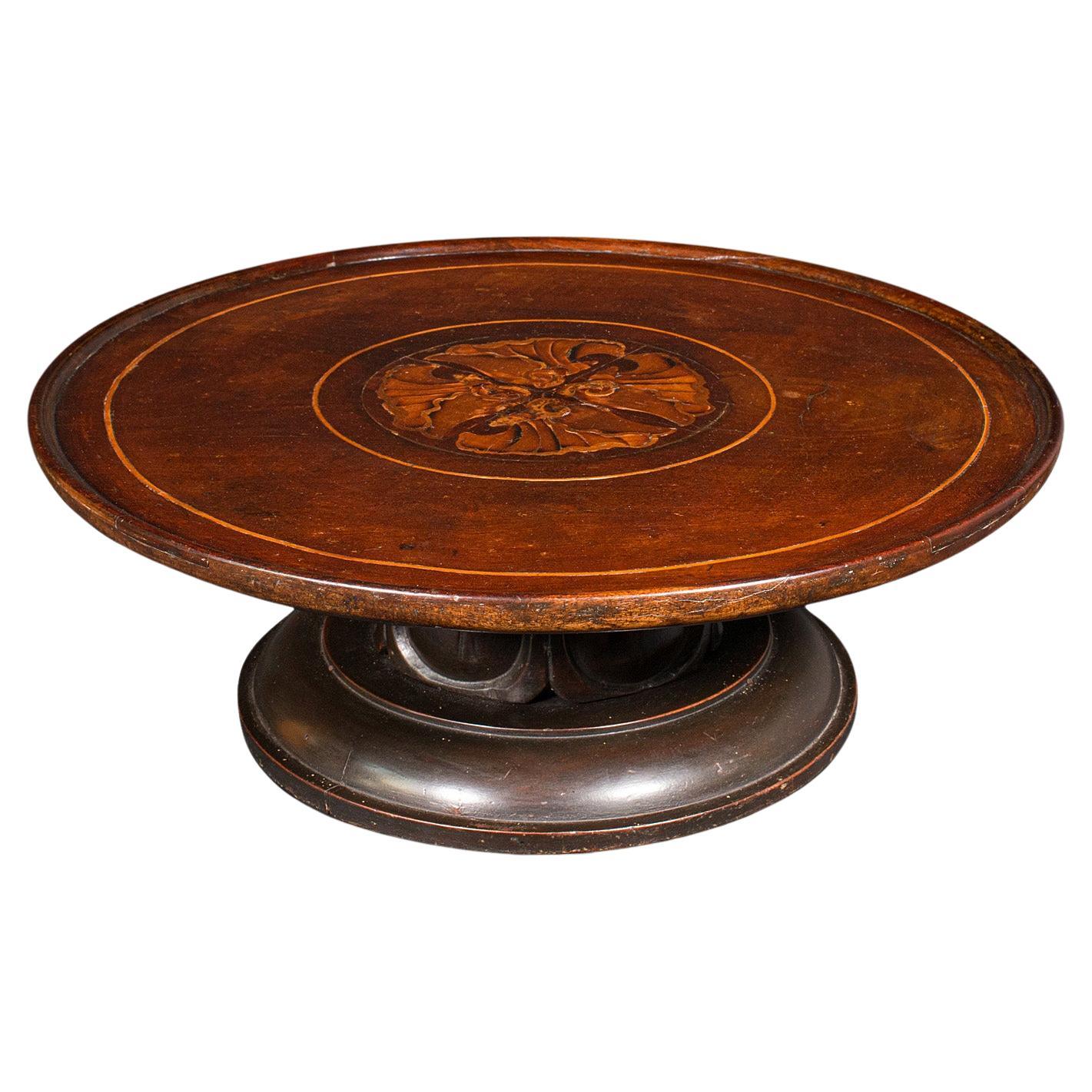 Antique Lazy Susan, English Walnut, Inlay, Afternoon Tea, Cake Stand, William IV