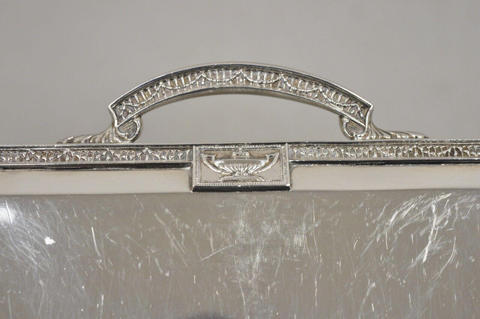 20th Century Antique LBS Co English Edwardian Silver Plated Square Platter Tray 