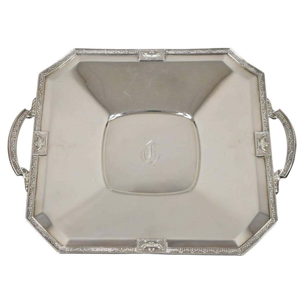 Antique LBS Co English Edwardian Silver Plated Square Platter Tray C antique-lbs-co-english-edwardian-silver-plated-square-platter-tray-c