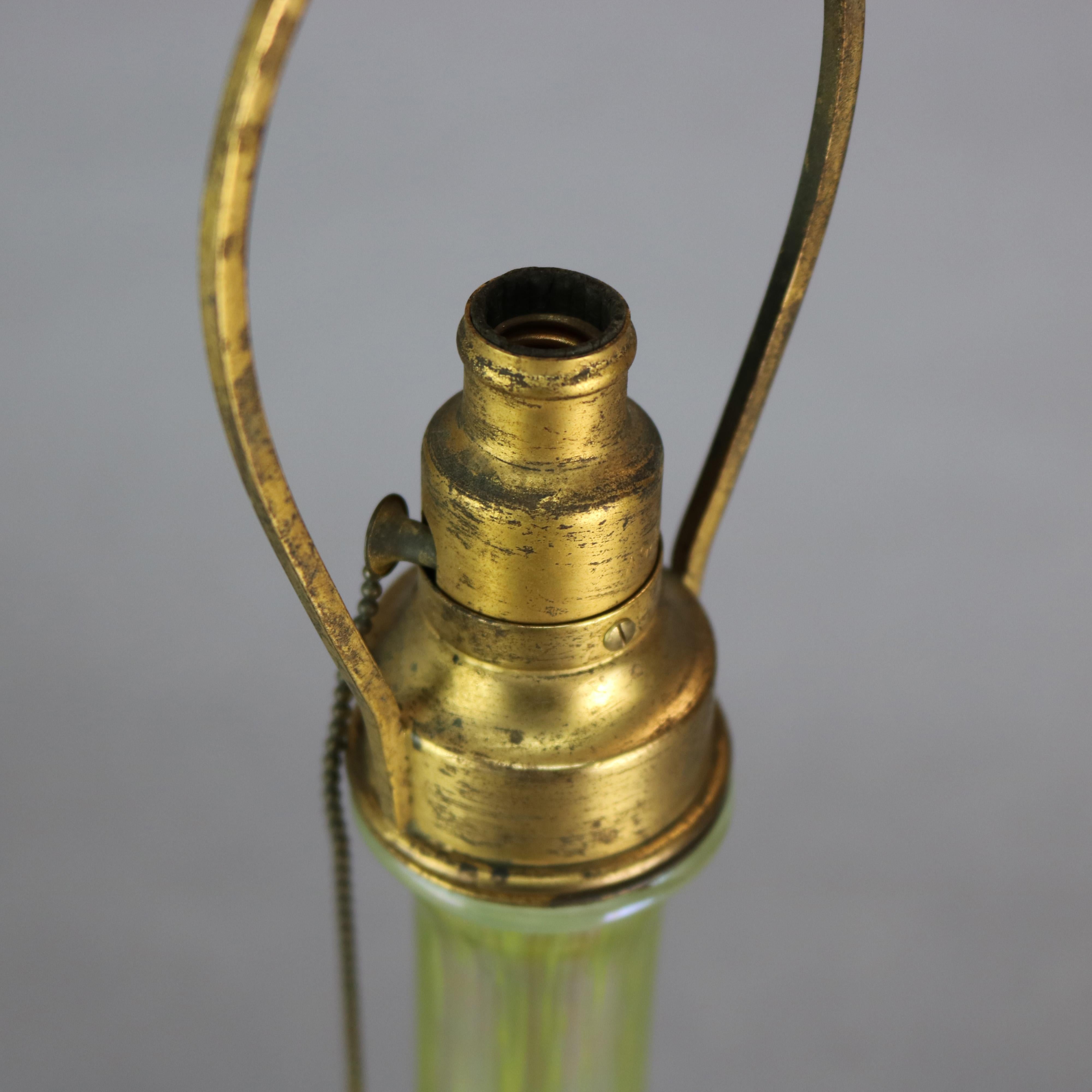 Antique L.C. Tiffany Favrile Pulled Feather Art Glass Table Lamp Base circa 1920 1