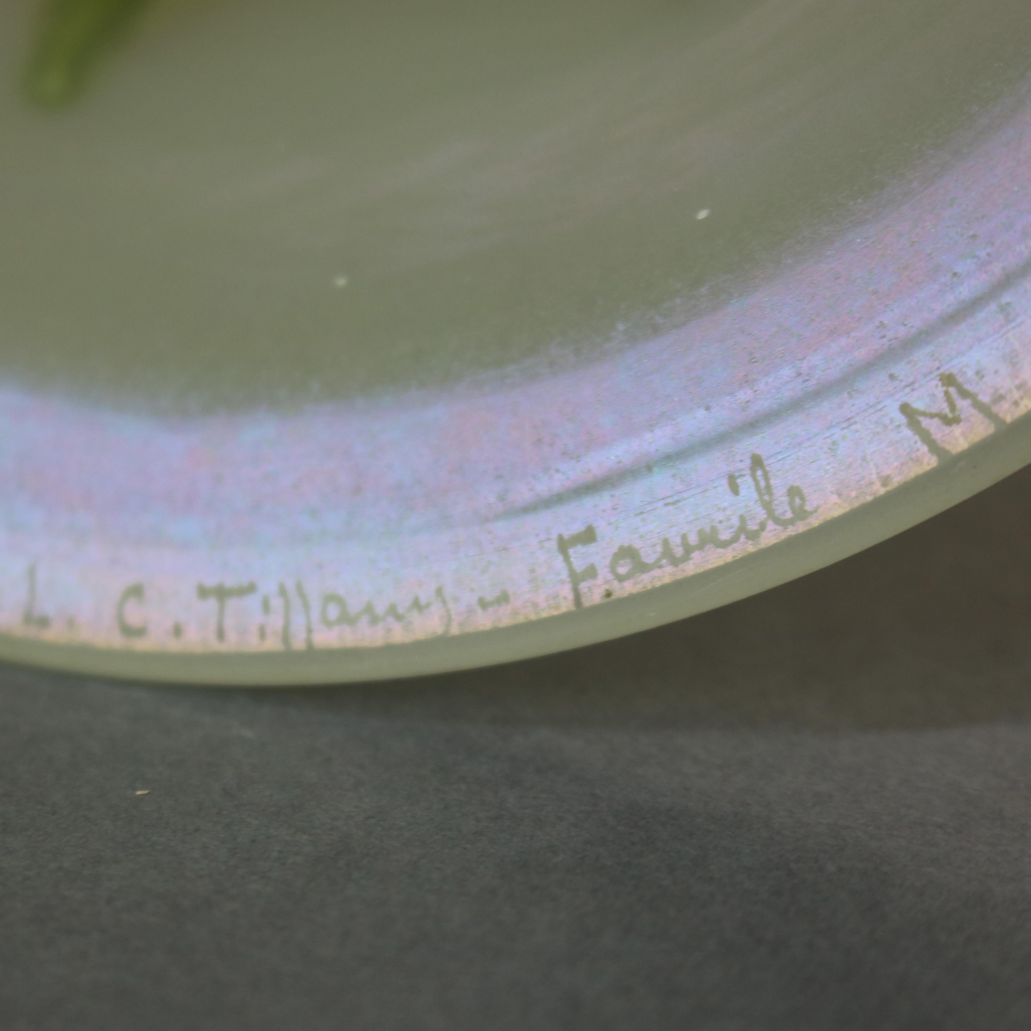 American Antique L.C. Tiffany Favrile Pulled Feather Art Glass Table Lamp Base circa 1920