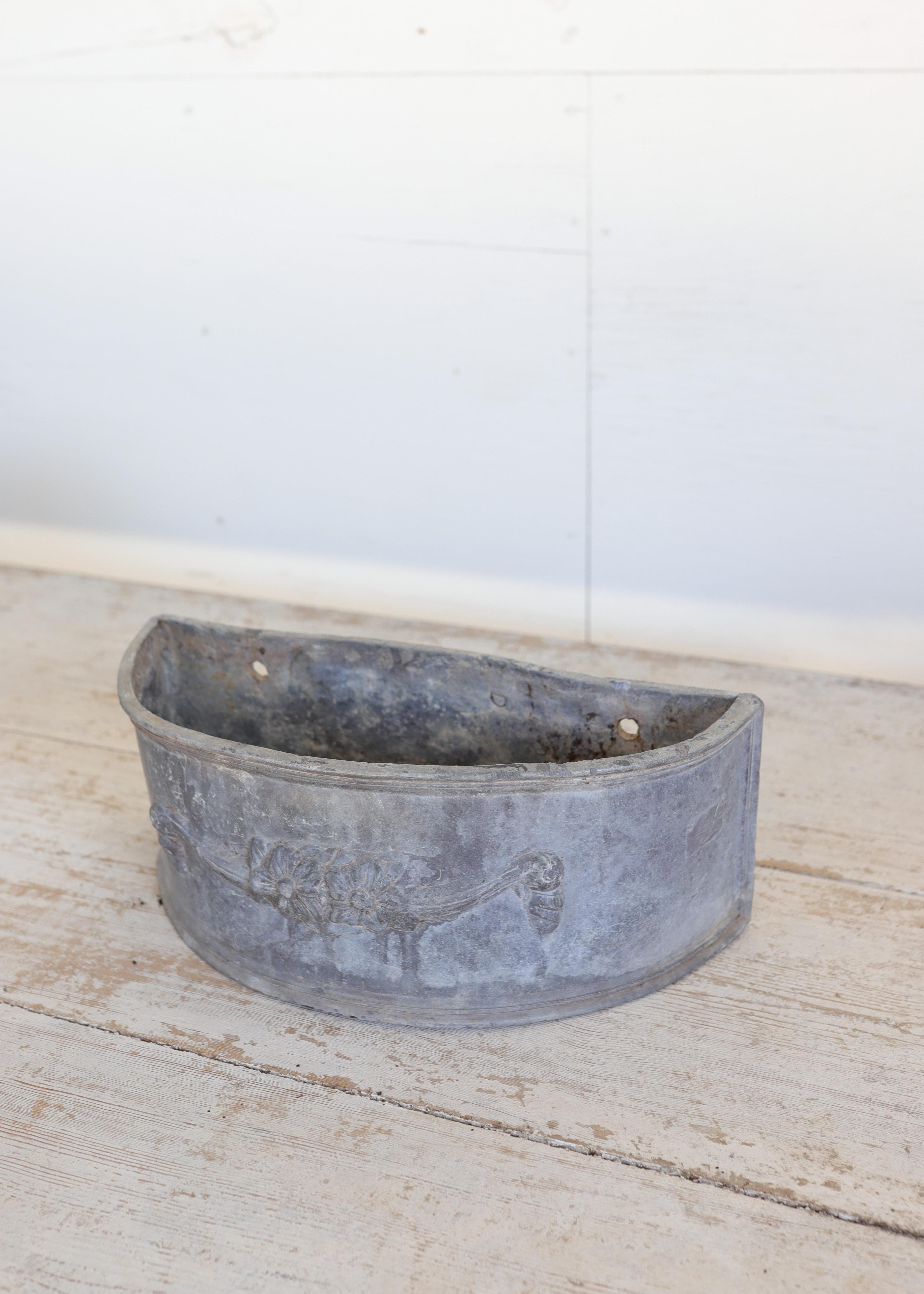 Antique Lead Demilune Planters with Swag Decoration For Sale 3