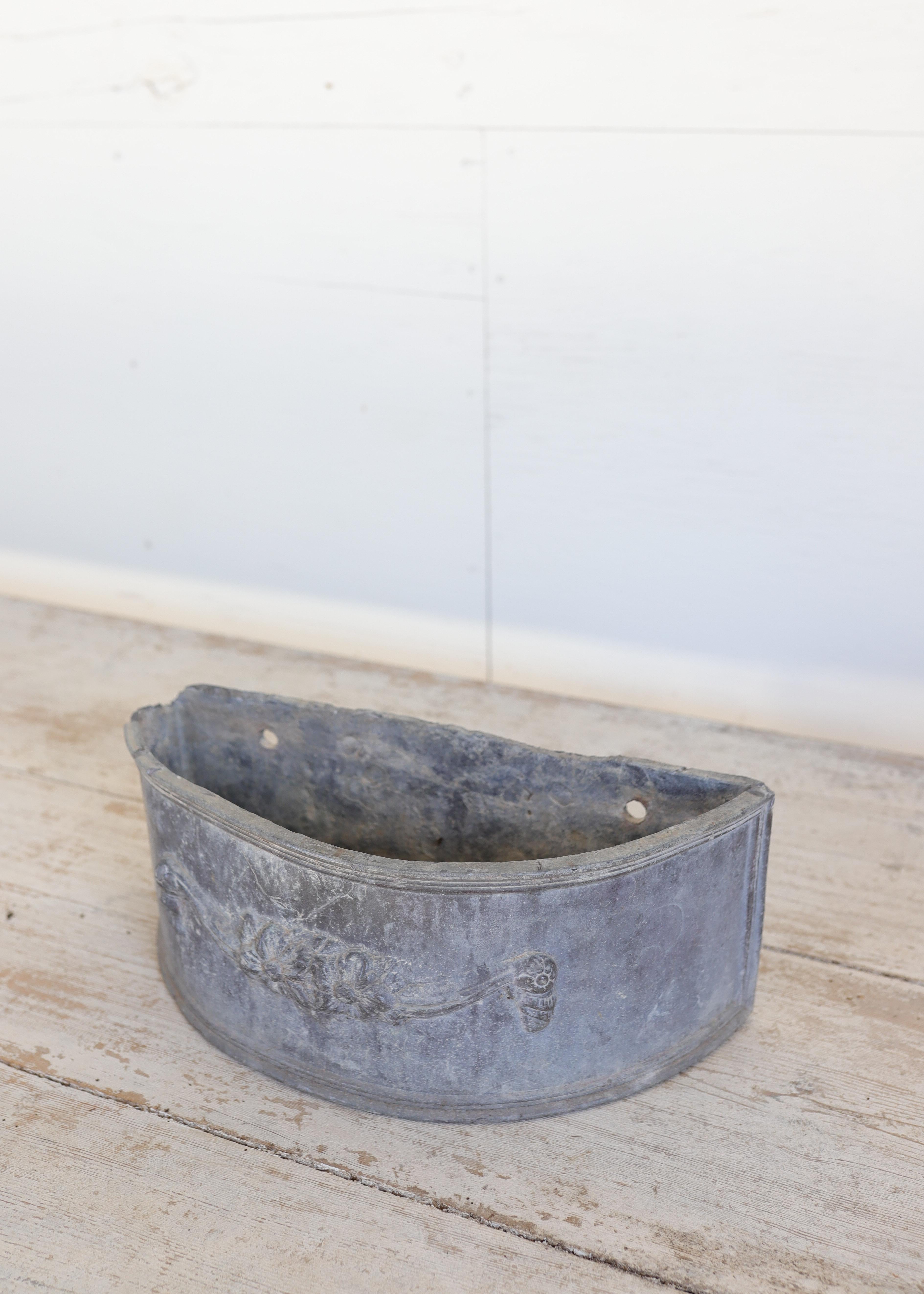 Antique Lead Demilune Planters with Swag Decoration For Sale 5