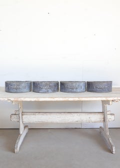 Antique Lead Demilune Planters with Swag Decoration