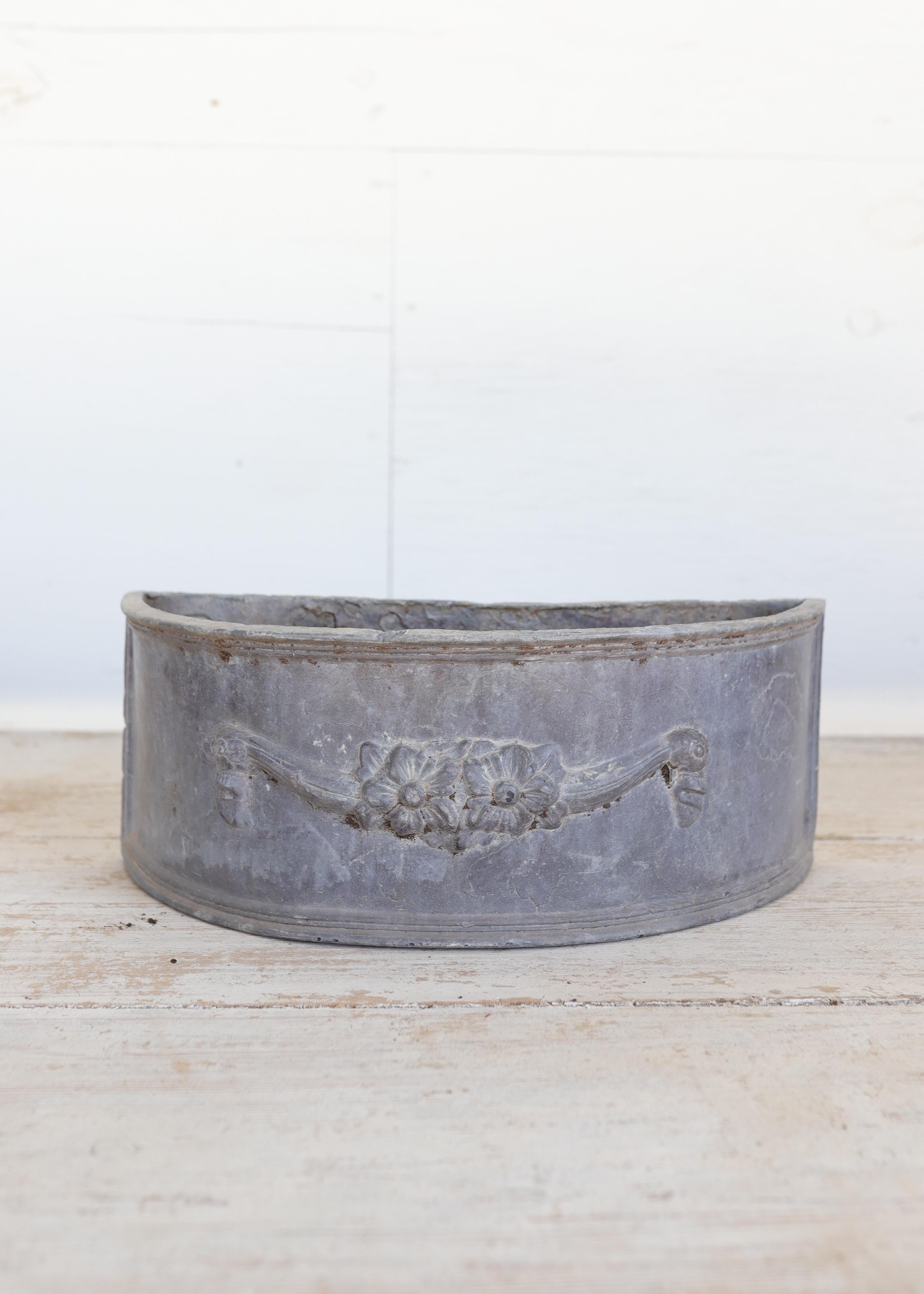 Antique Lead Demilune Planters with Swag Decoration For Sale 1