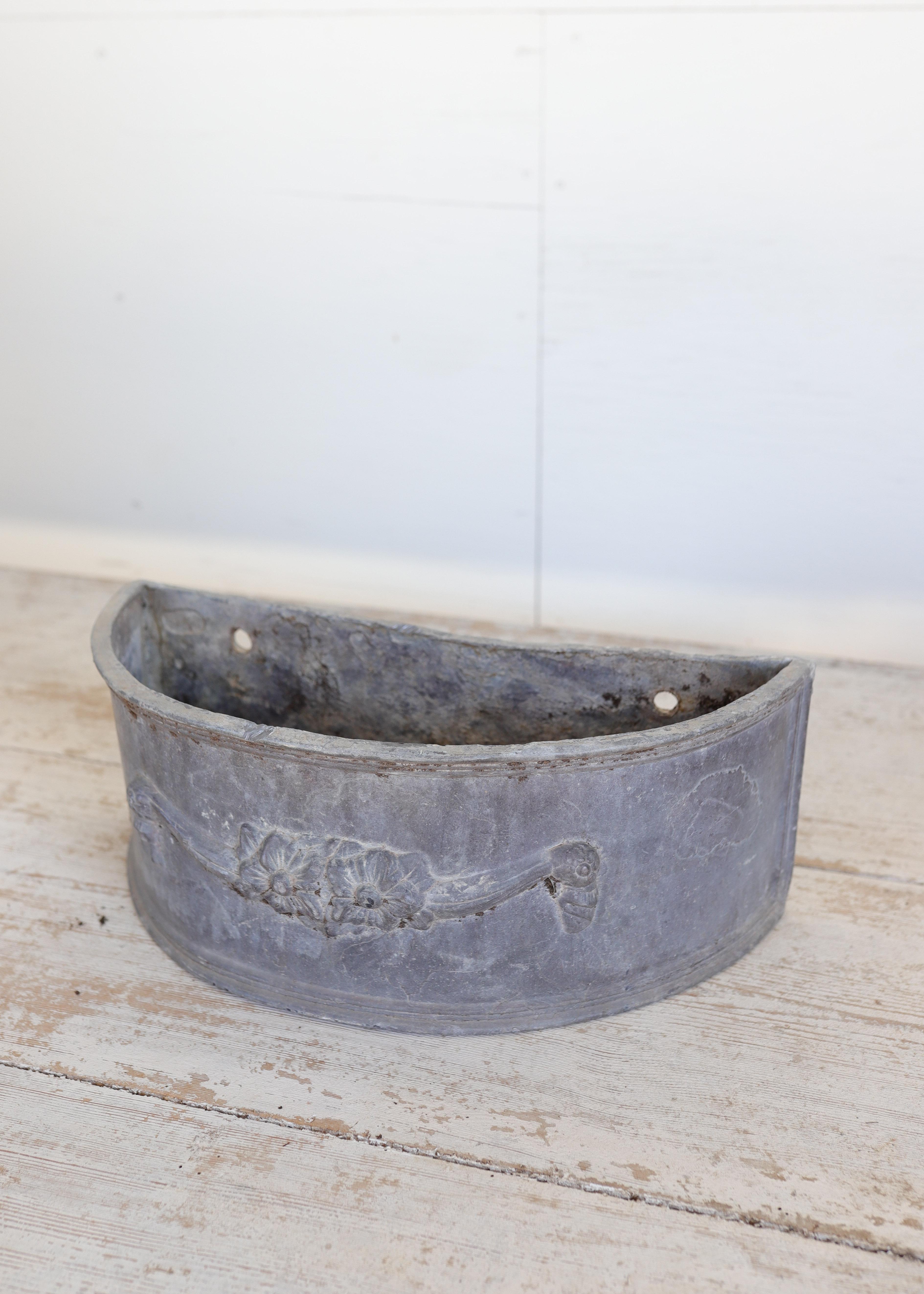 Antique Lead Demilune Planters with Swag Decoration For Sale 2
