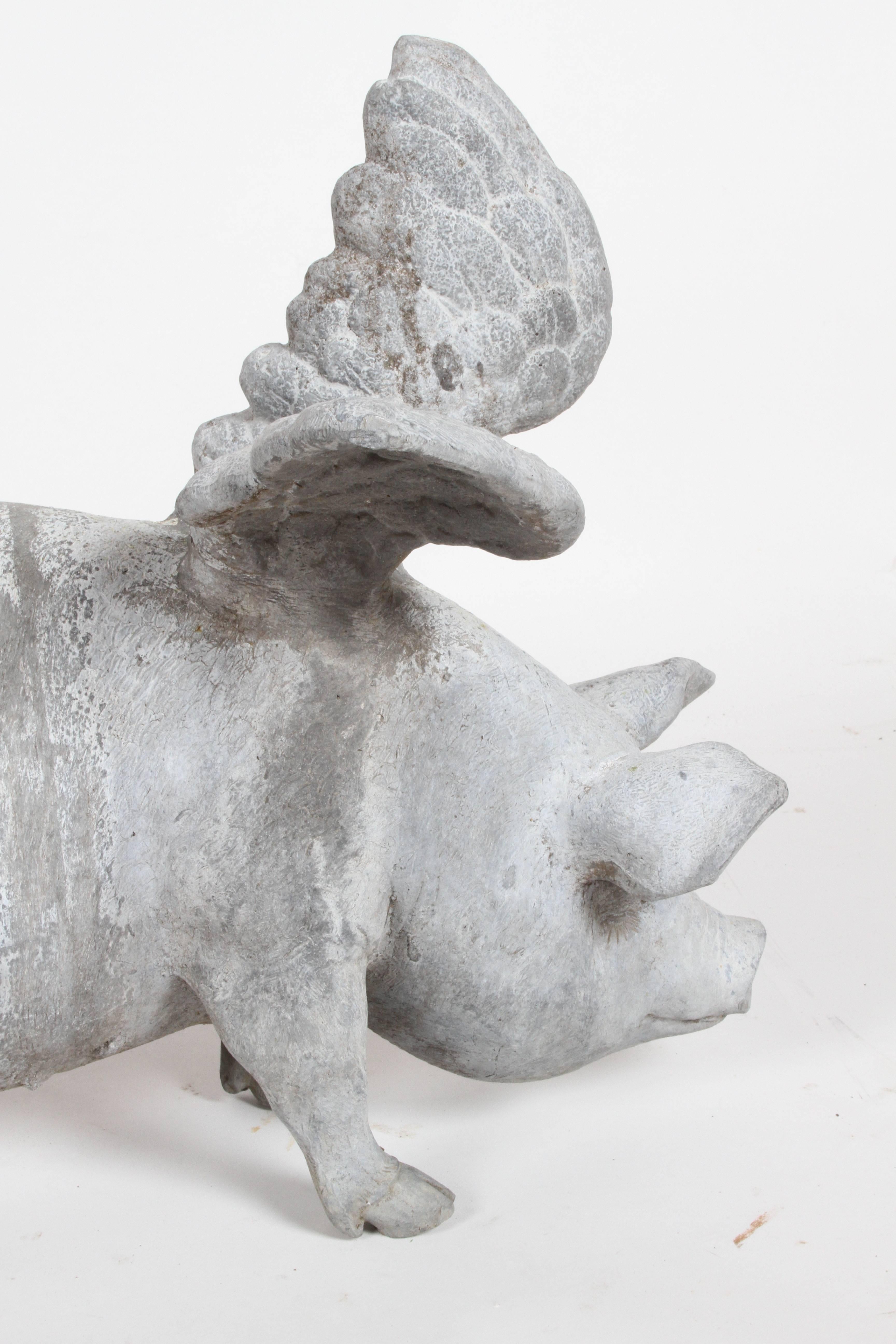flying pig garden statue
