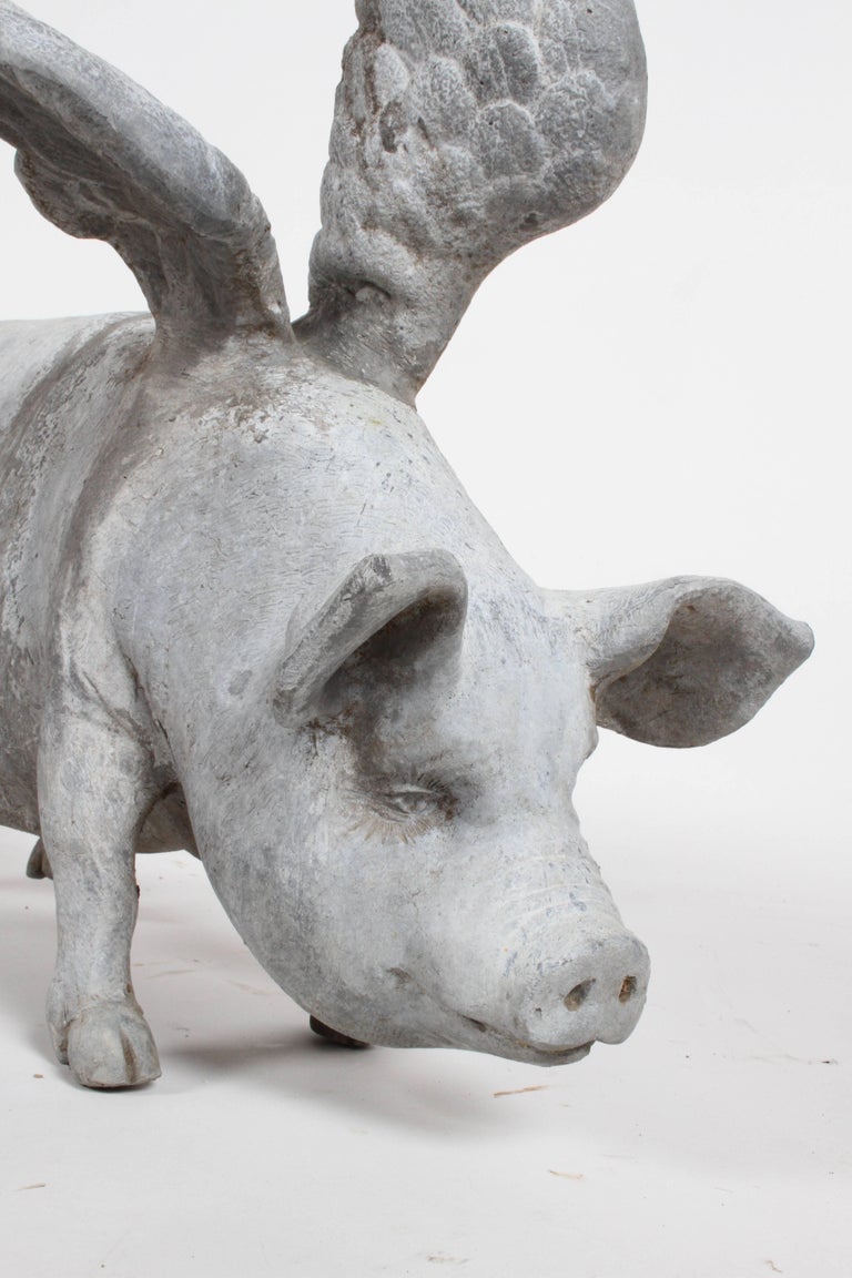 Antique Lead English Flying Pig Garden Ornament at 1stdibs