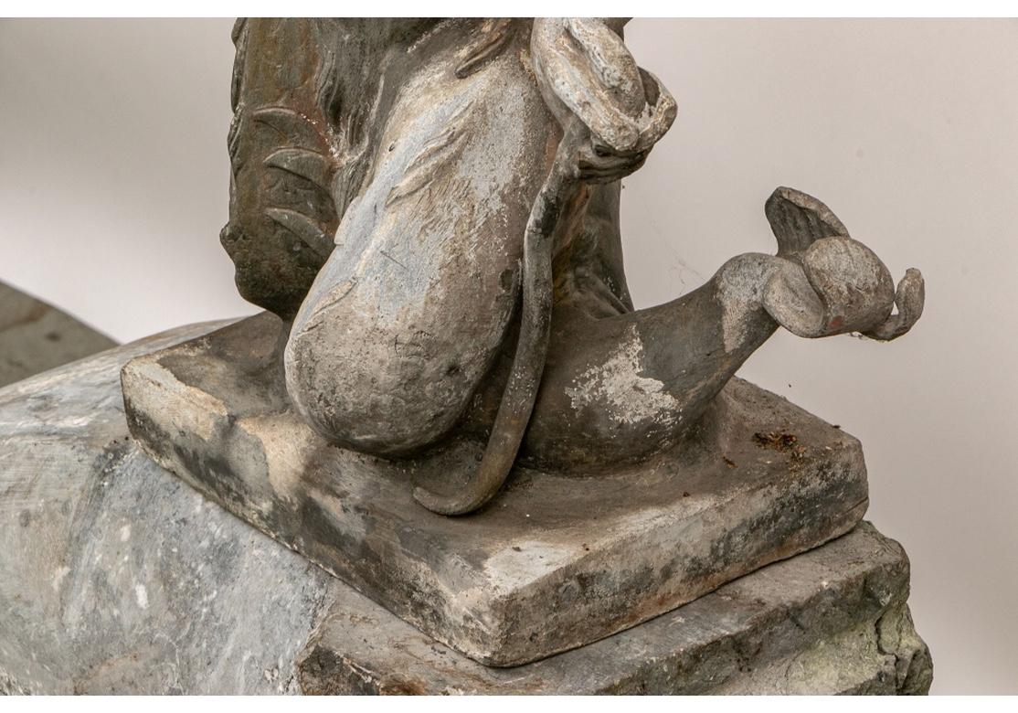 Antique Lead Garden Fountain Figure of Triton 3