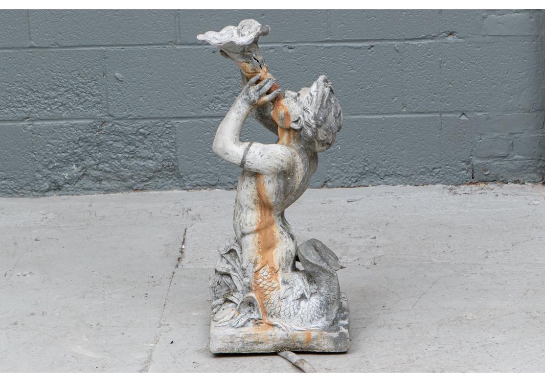 Antique Lead Garden Fountain Figure of Triton 7