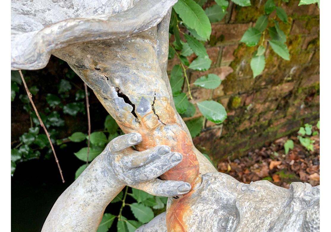 Cast Antique Lead Garden Fountain Figure of Triton