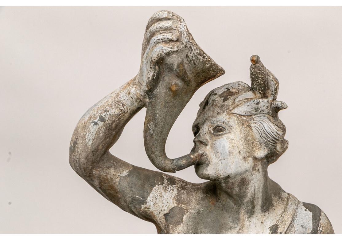 Classical Greek Antique Lead Garden Fountain Figure of Triton