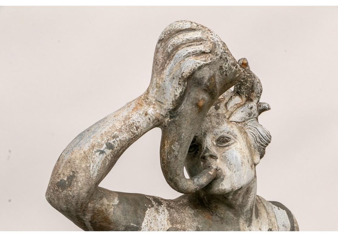 Antique Lead Garden Fountain Figure of Triton In Good Condition In Bridgeport, CT