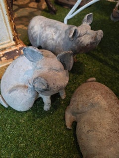 Antique Lead Pigs Garden Ornaments Circa 1890-1930