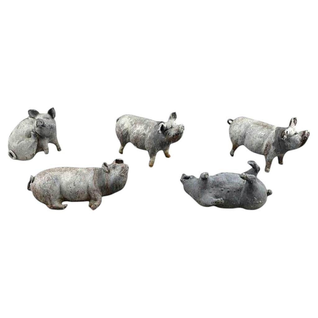 Antique Lead Pigs Garden Ornaments Circa 1890-1930