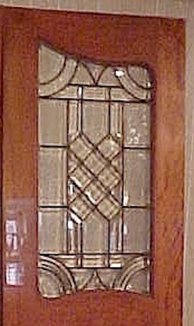 Beveled Antique Leaded Glass Doors Inset in Mahogany Raised Panel Doors-Provenance For Sale
