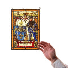 Antique Leaded Glass Panel of Nobleman