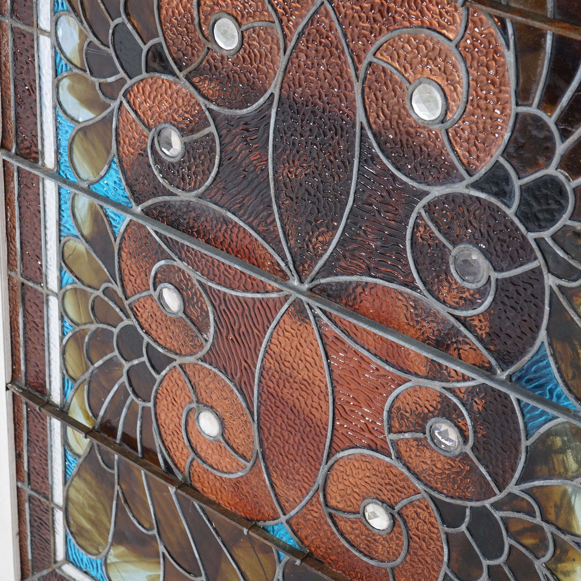 Antique Leaded Glass Window, circa 1920 For Sale 3