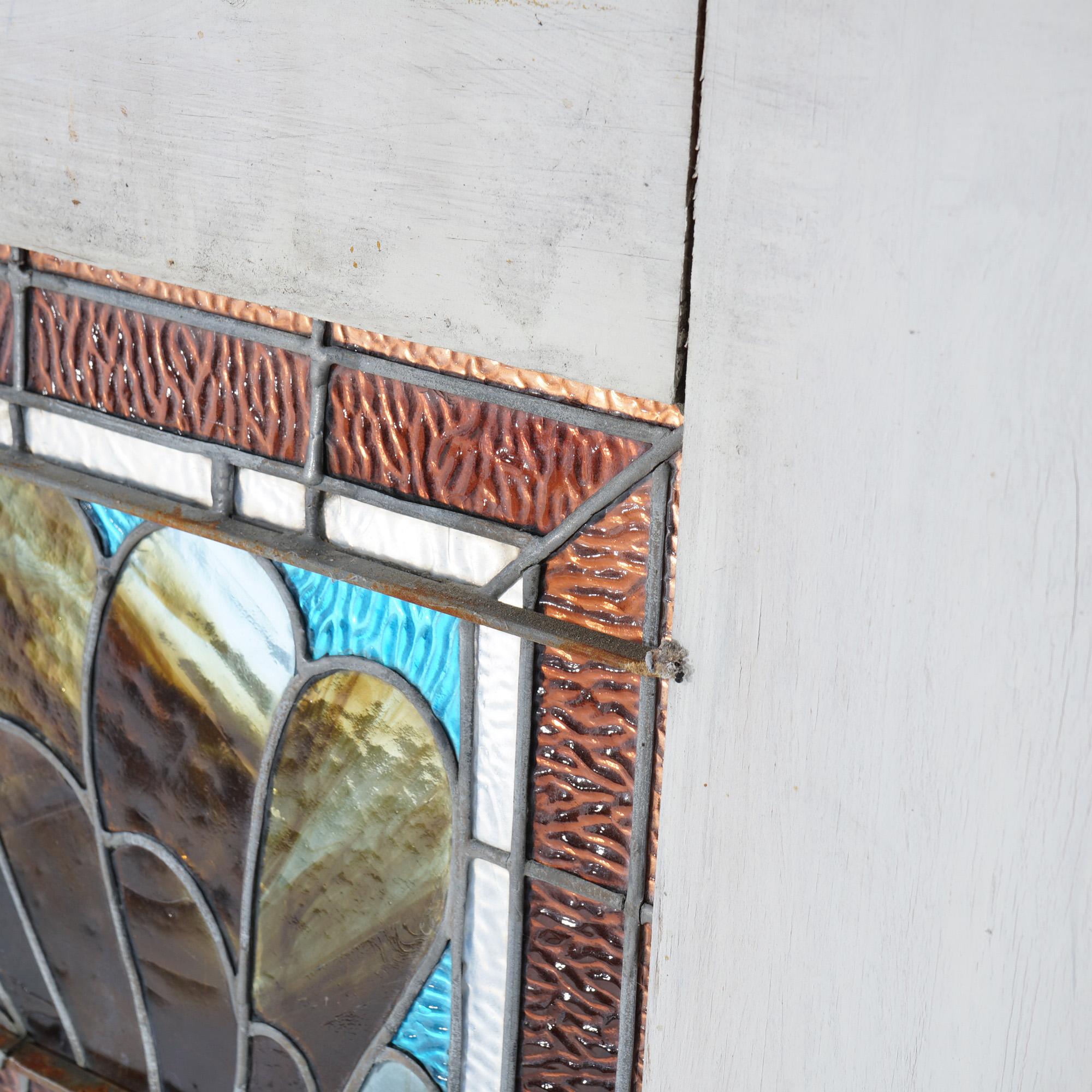 Antique Leaded Glass Window, circa 1920 For Sale 4