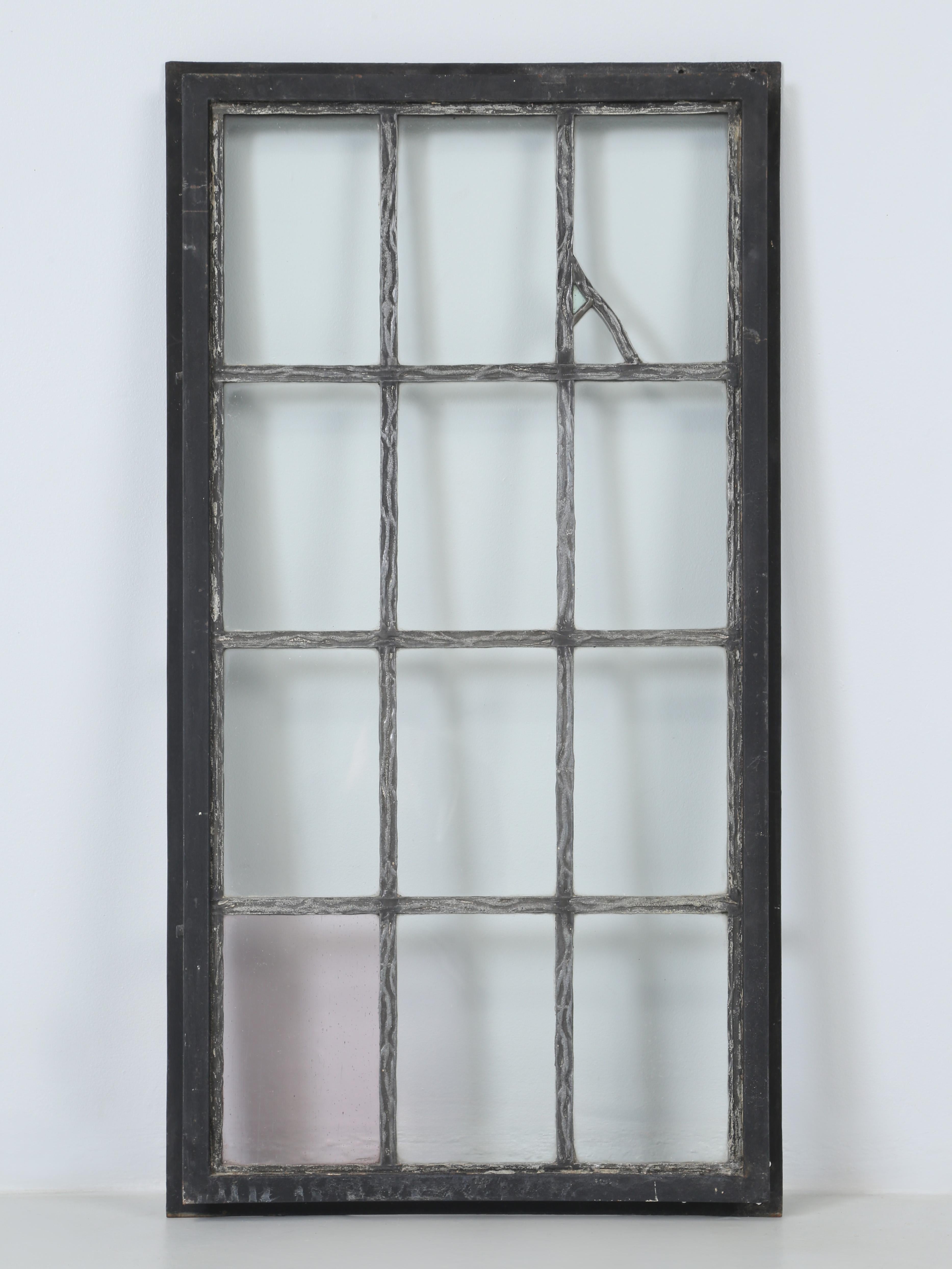 Antikes Bleiglasfenster in Stahlrahmen gut konstruiert, ca. 1920er Jahre im Angebot 7