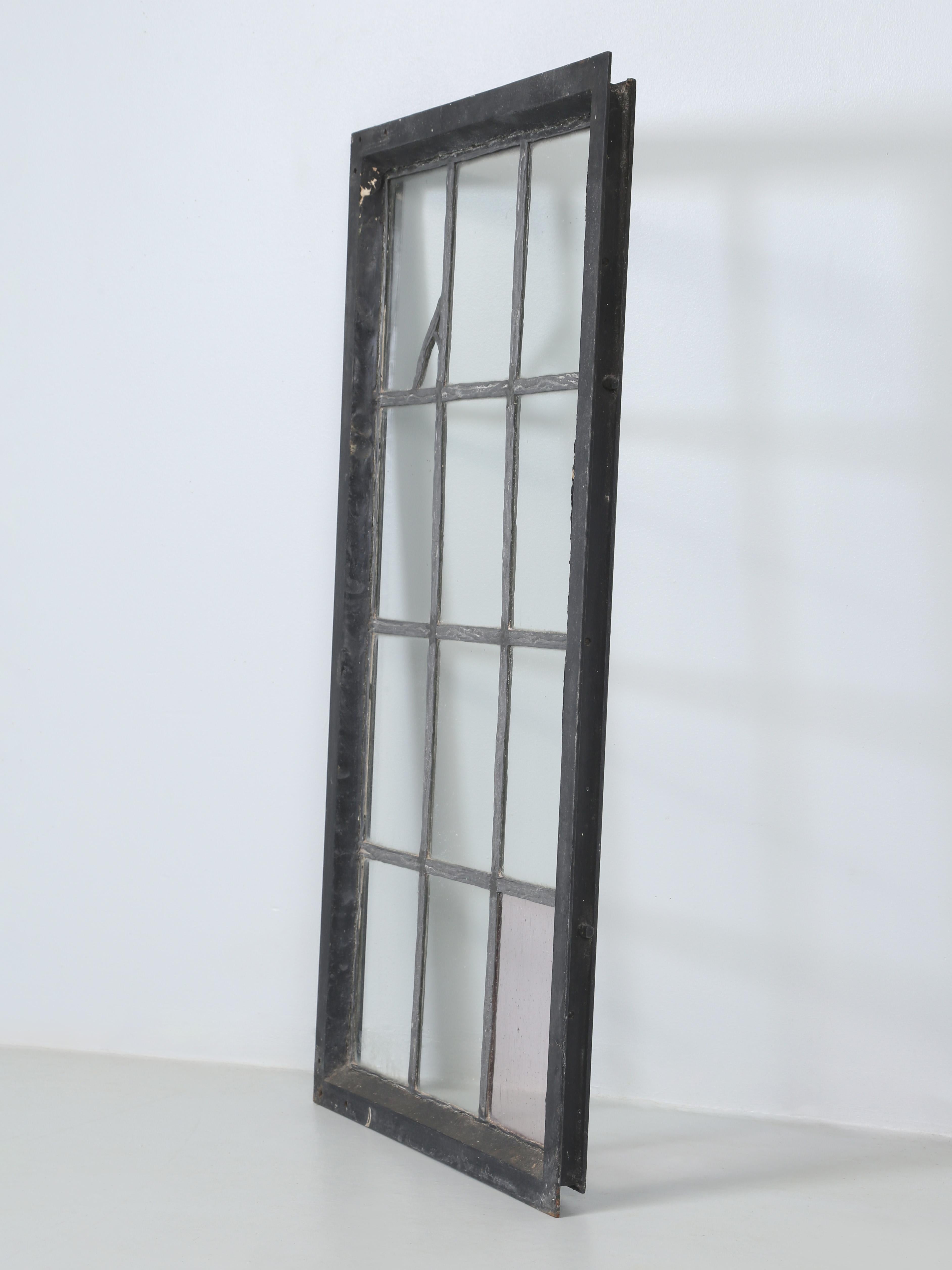 Arts and Crafts Antique Leaded Glass Window in Steel Frame Well Constructed c1920's For Sale