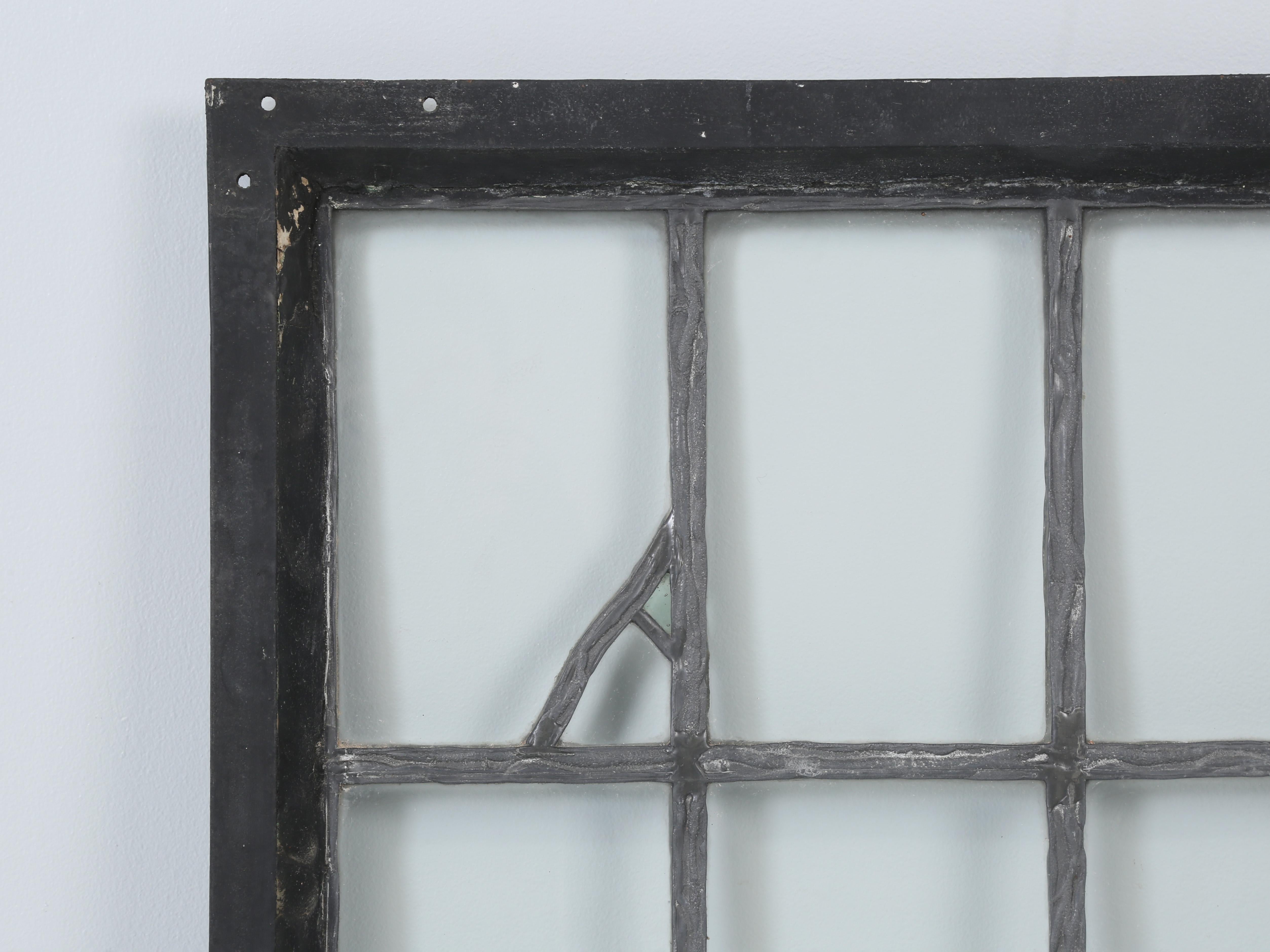 American Antique Leaded Glass Window in Steel Frame Well Constructed c1920's For Sale