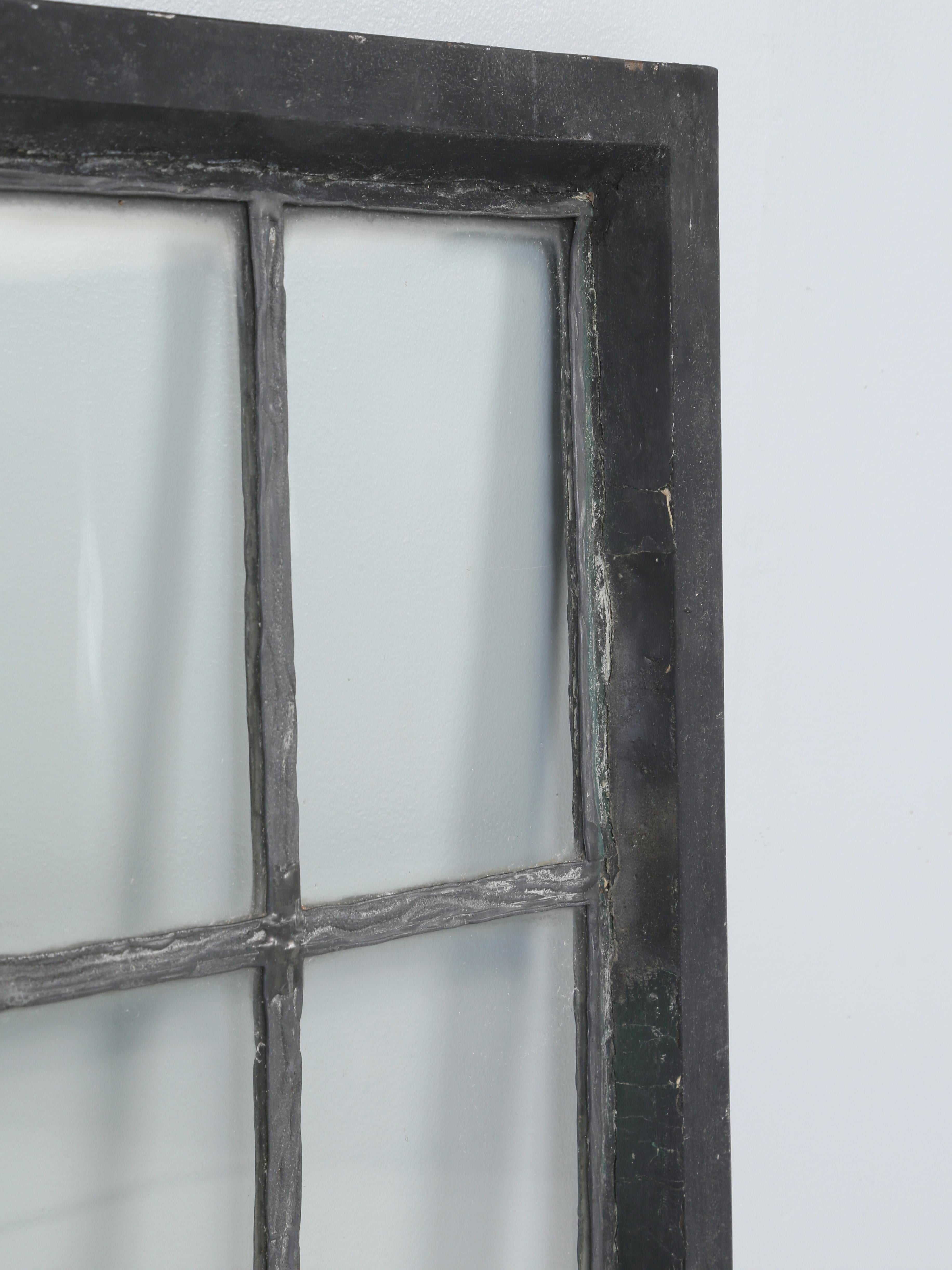 Antique Leaded Glass Window in Steel Frame Well Constructed c1920's In Good Condition For Sale In Chicago, IL