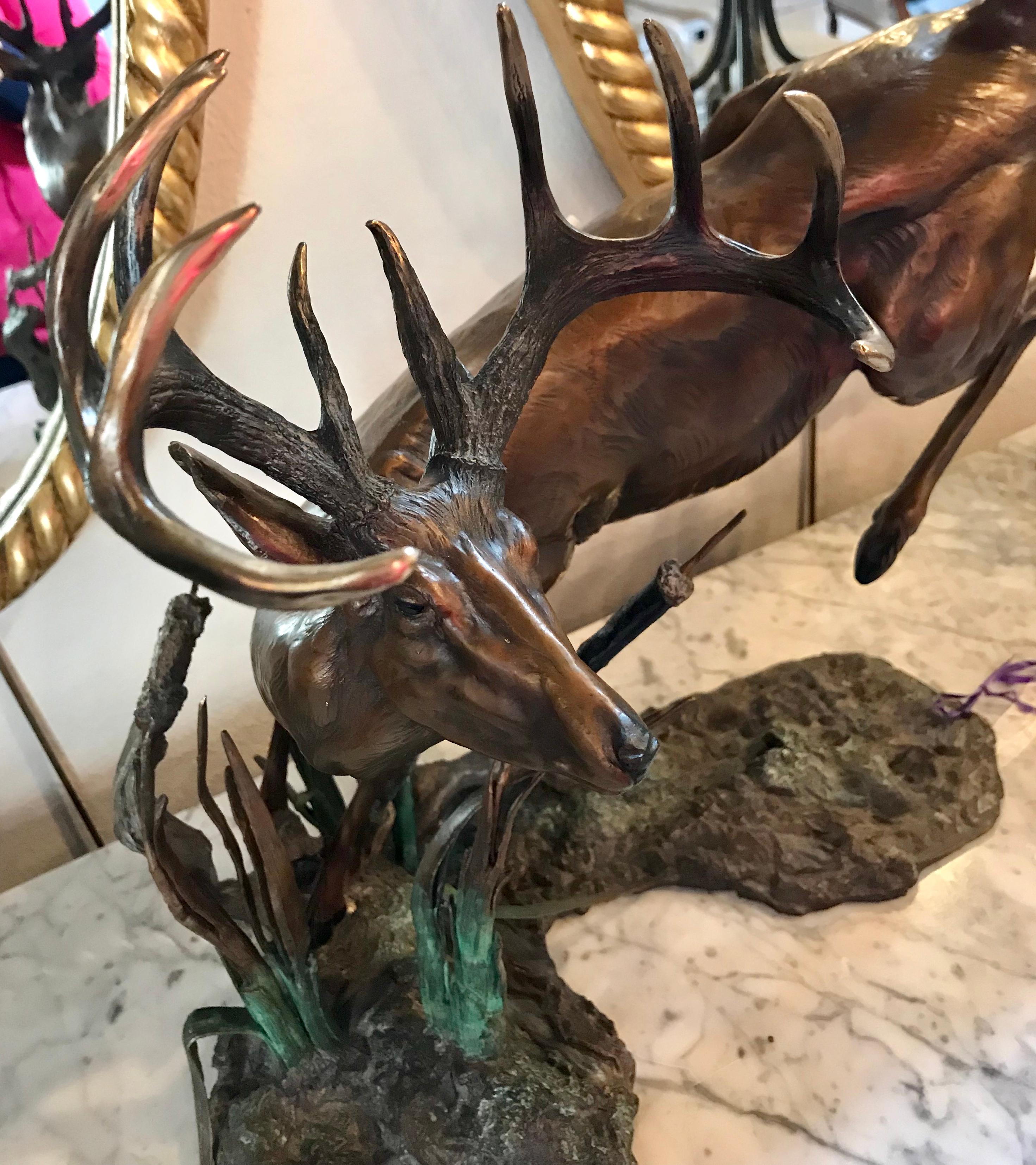 Other Antique Leaping Stag Signed Bronze Signed and Numbered 