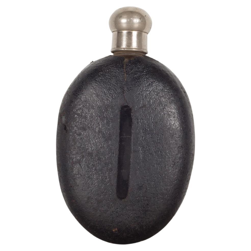 Antique Leather and Glass Flask c.1940 For Sale