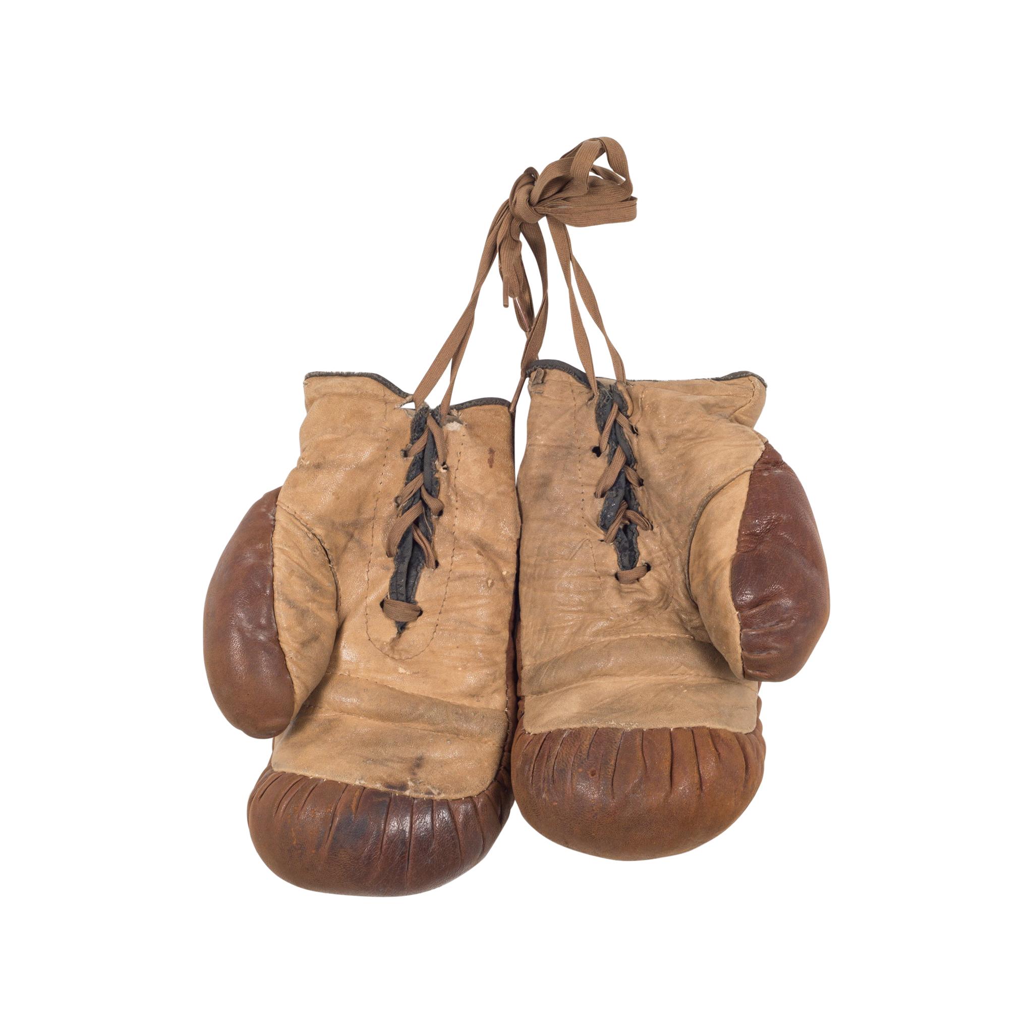 Antique Leather and Horse Hair Children's Boxing Gloves by Yale, circa 1920