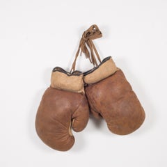 Antique Leather and Horse Hair Children's Boxing Gloves by Yale, circa 1920