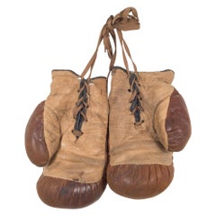 Antique Leather and Horse Hair Children's Boxing Gloves by Yale, circa 1920