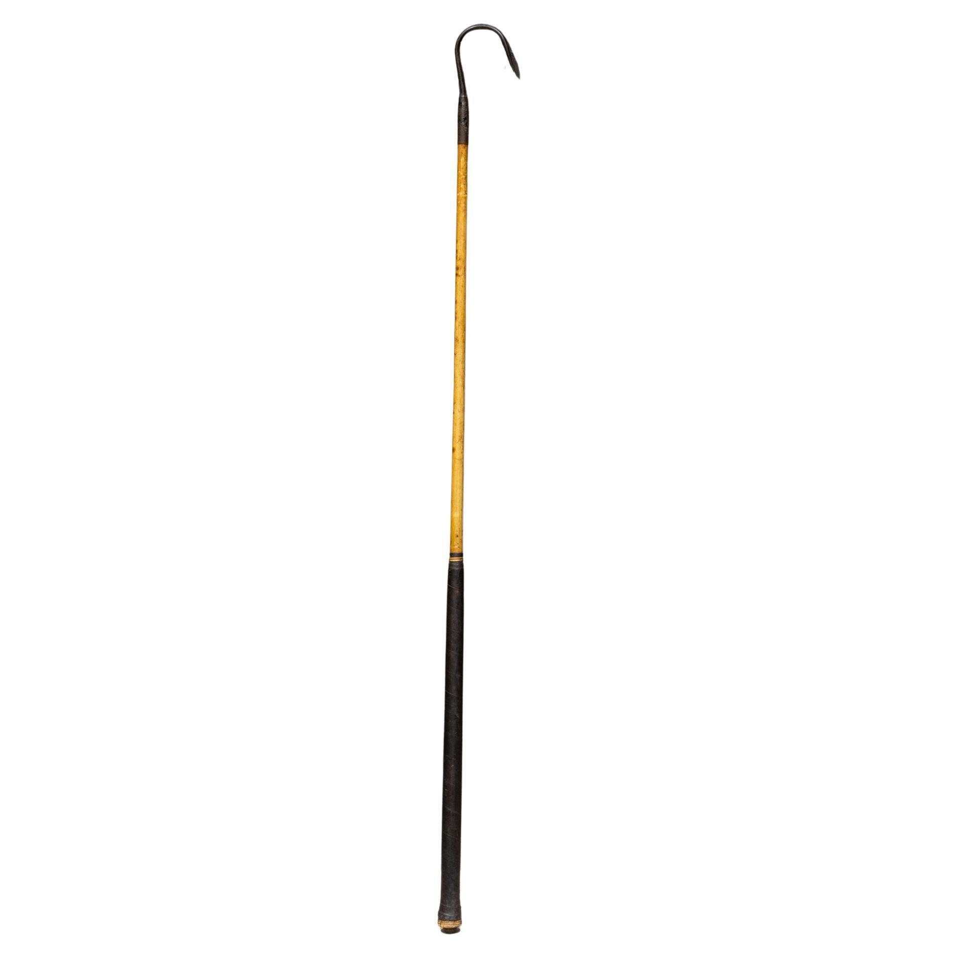 Antique Leather and Steel Fishing Gaff Hook For Sale