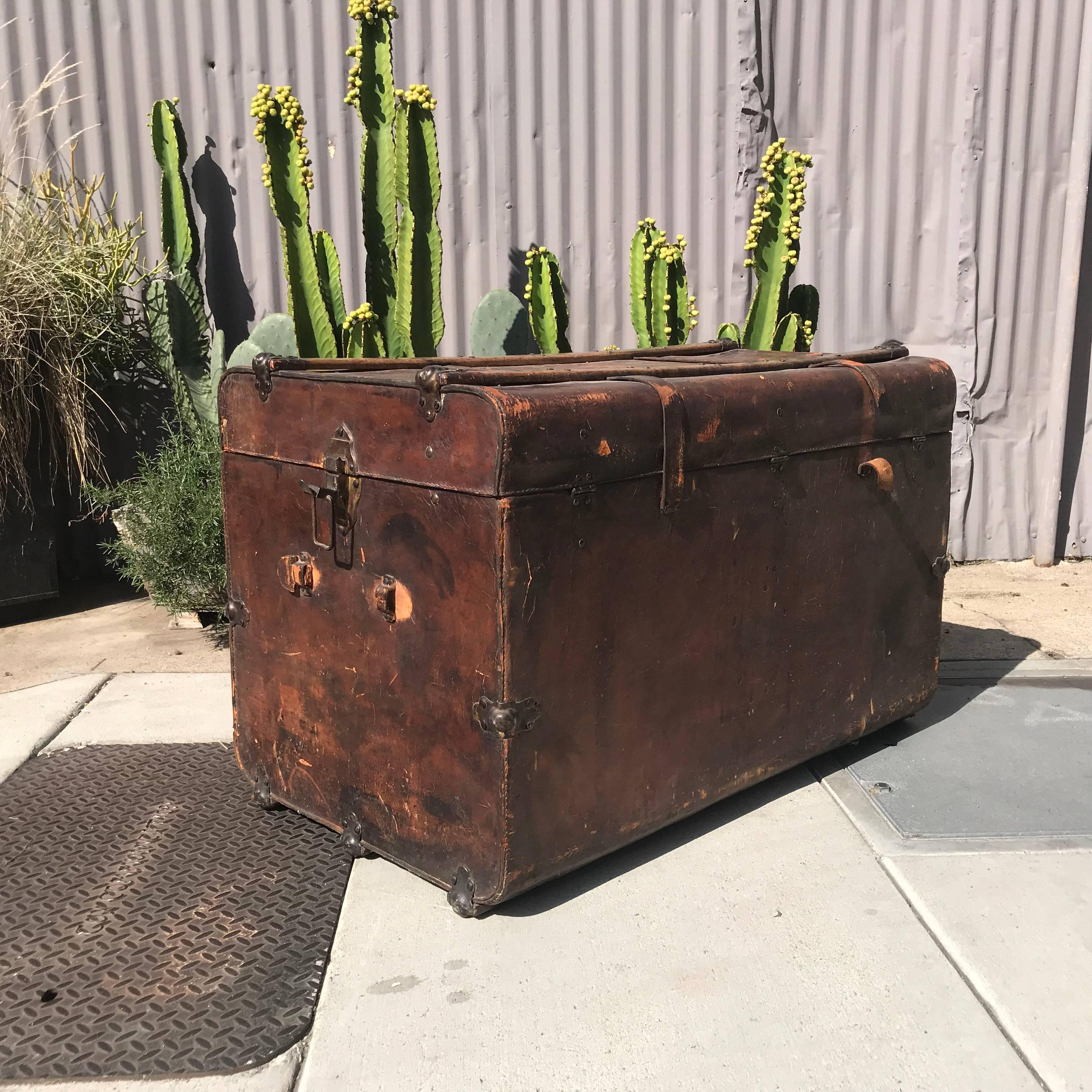 antique leather trunk