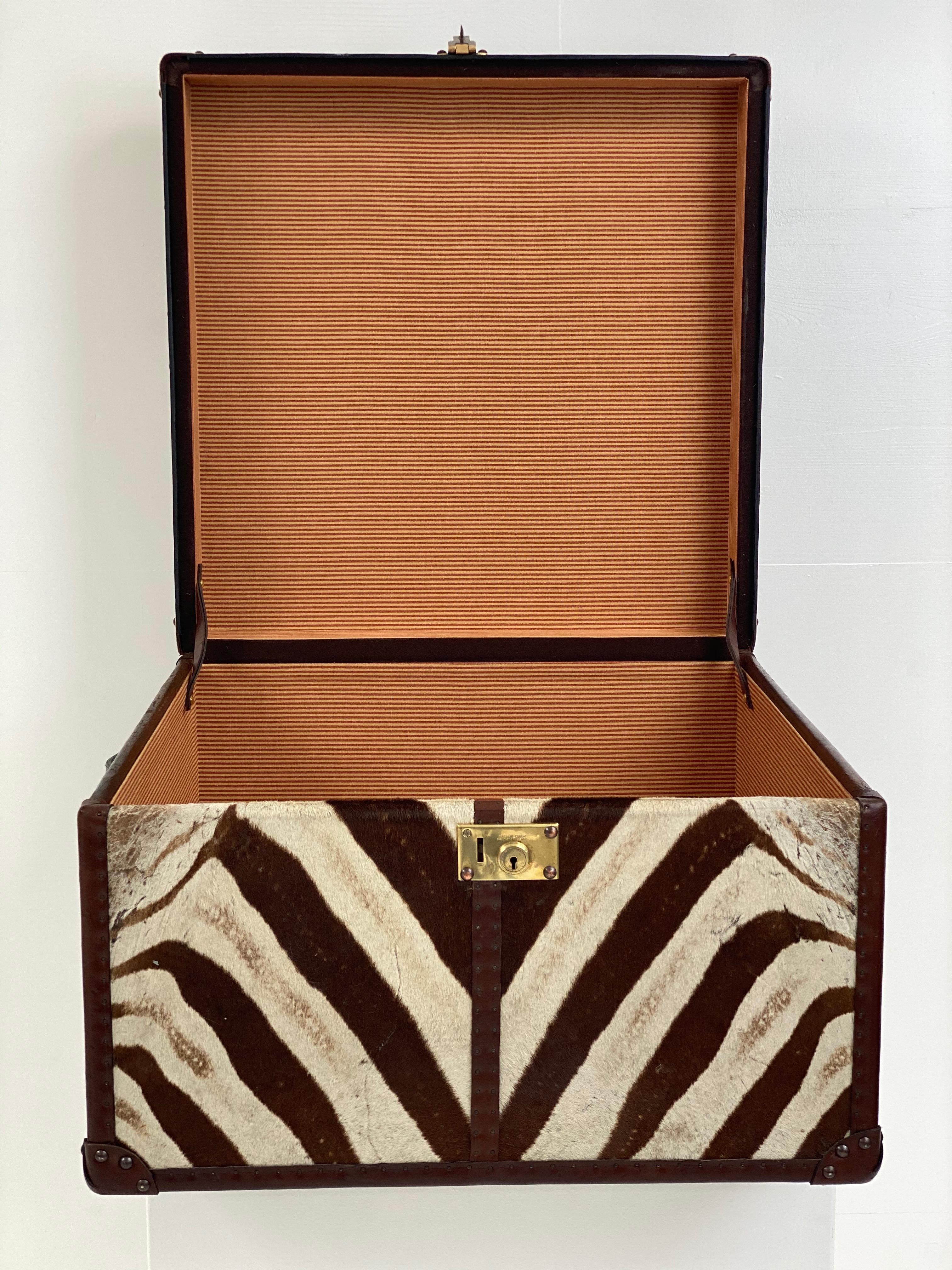 Antique Leather and Zebra Skin Trunk 3
