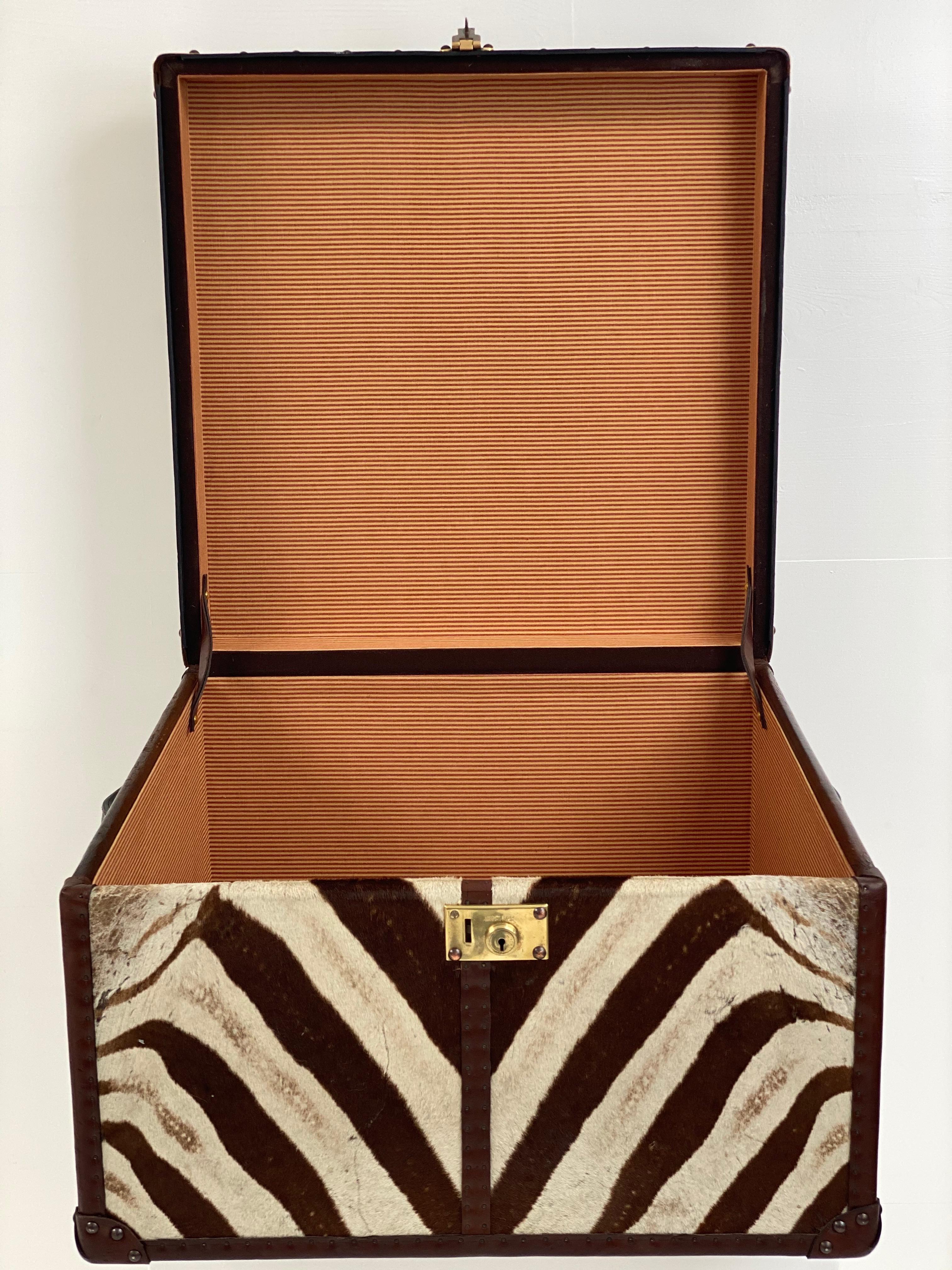 Antique Leather and Zebra Skin Trunk 4