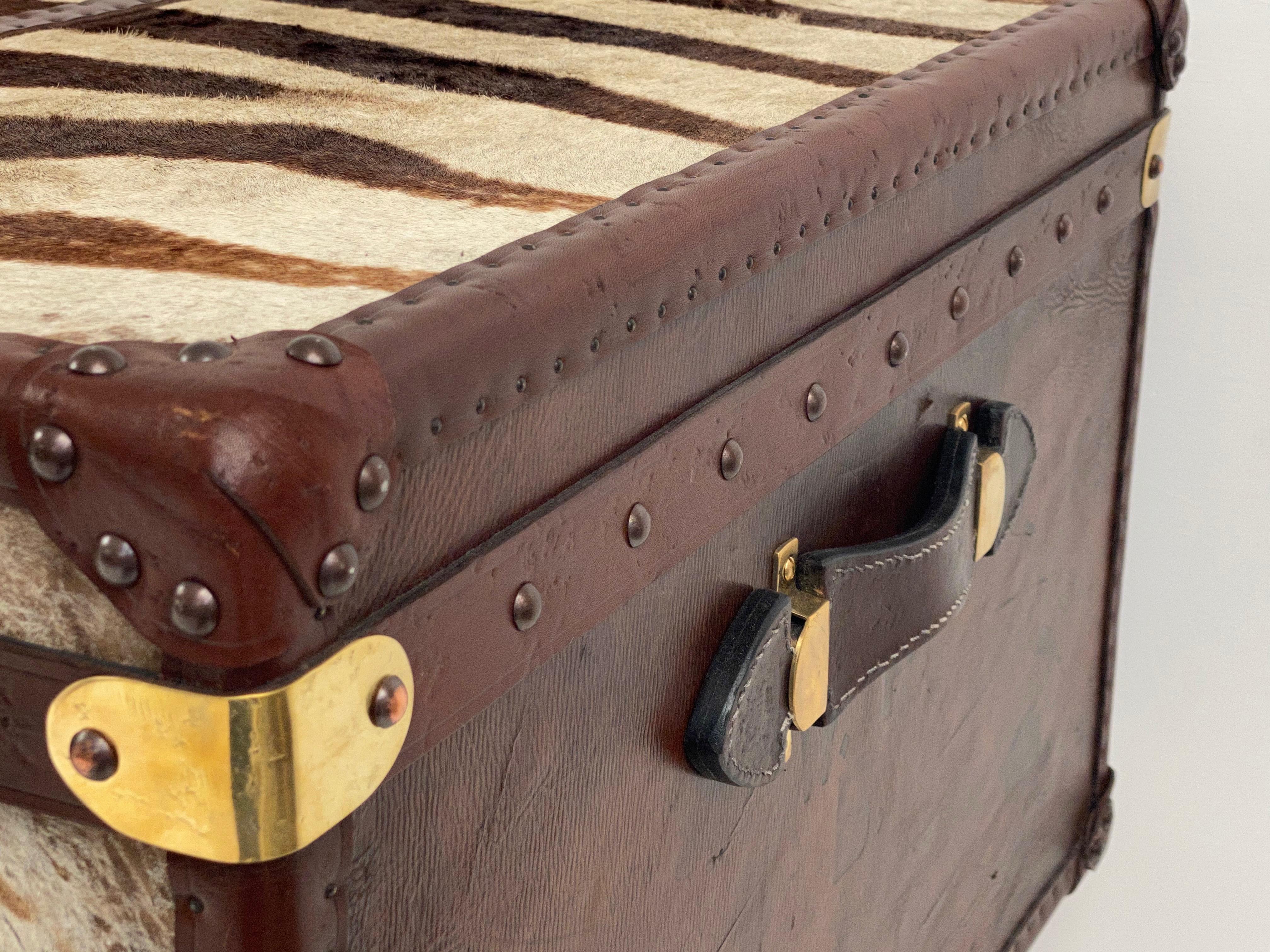 Antique Leather and Zebra Skin Trunk 1